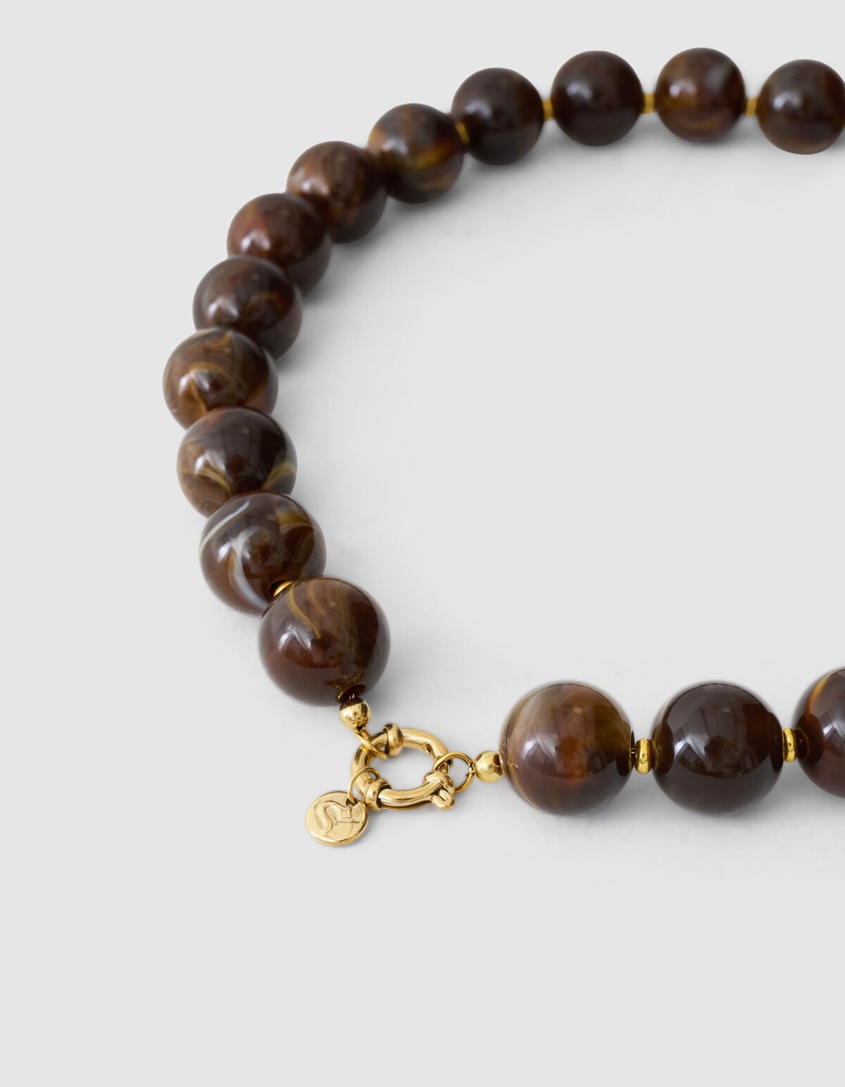 Ronde Beaded Ketting Bruin SHOEBY ACCESSOIRES