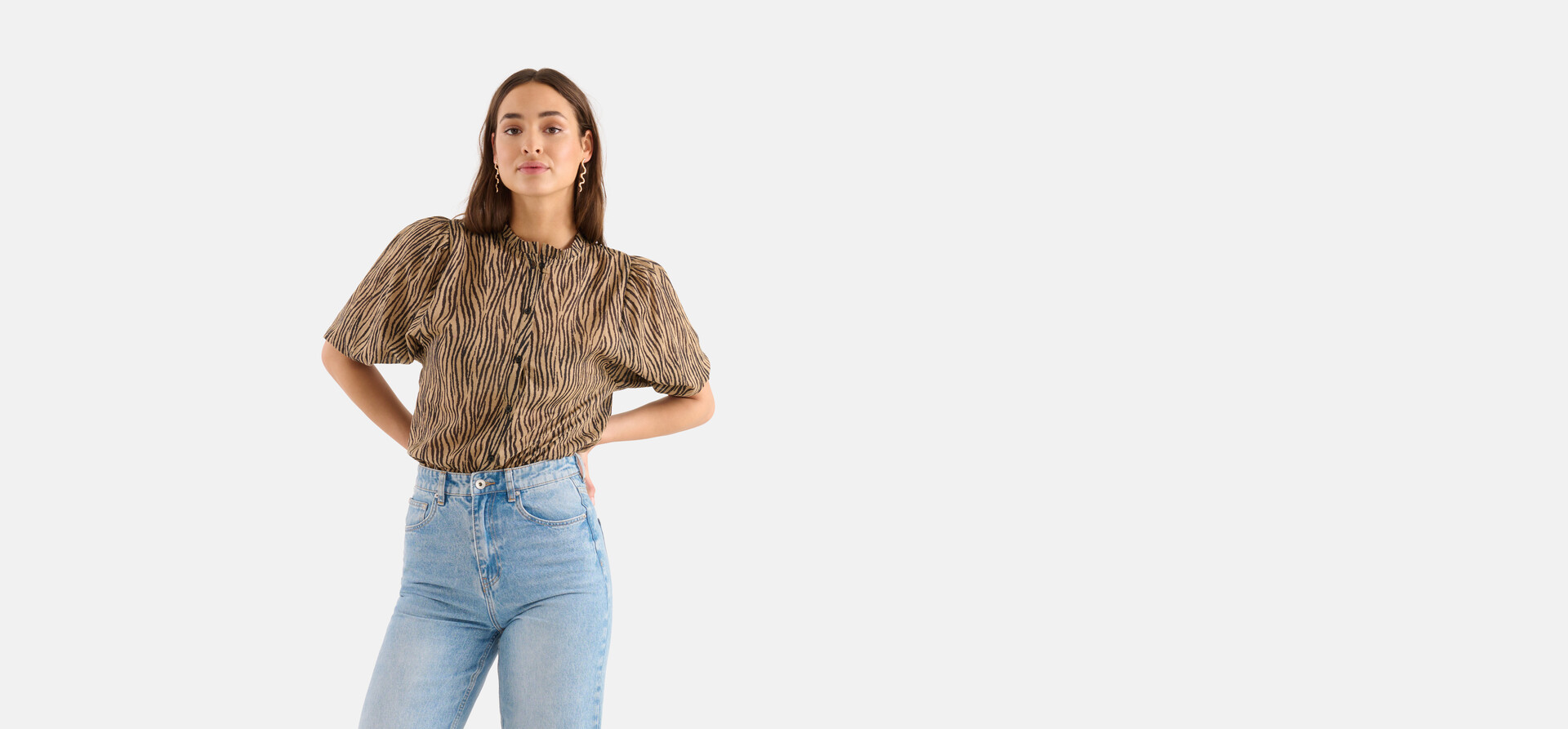 Zebra Voile Blouse Bruin SHOEBY WOMEN