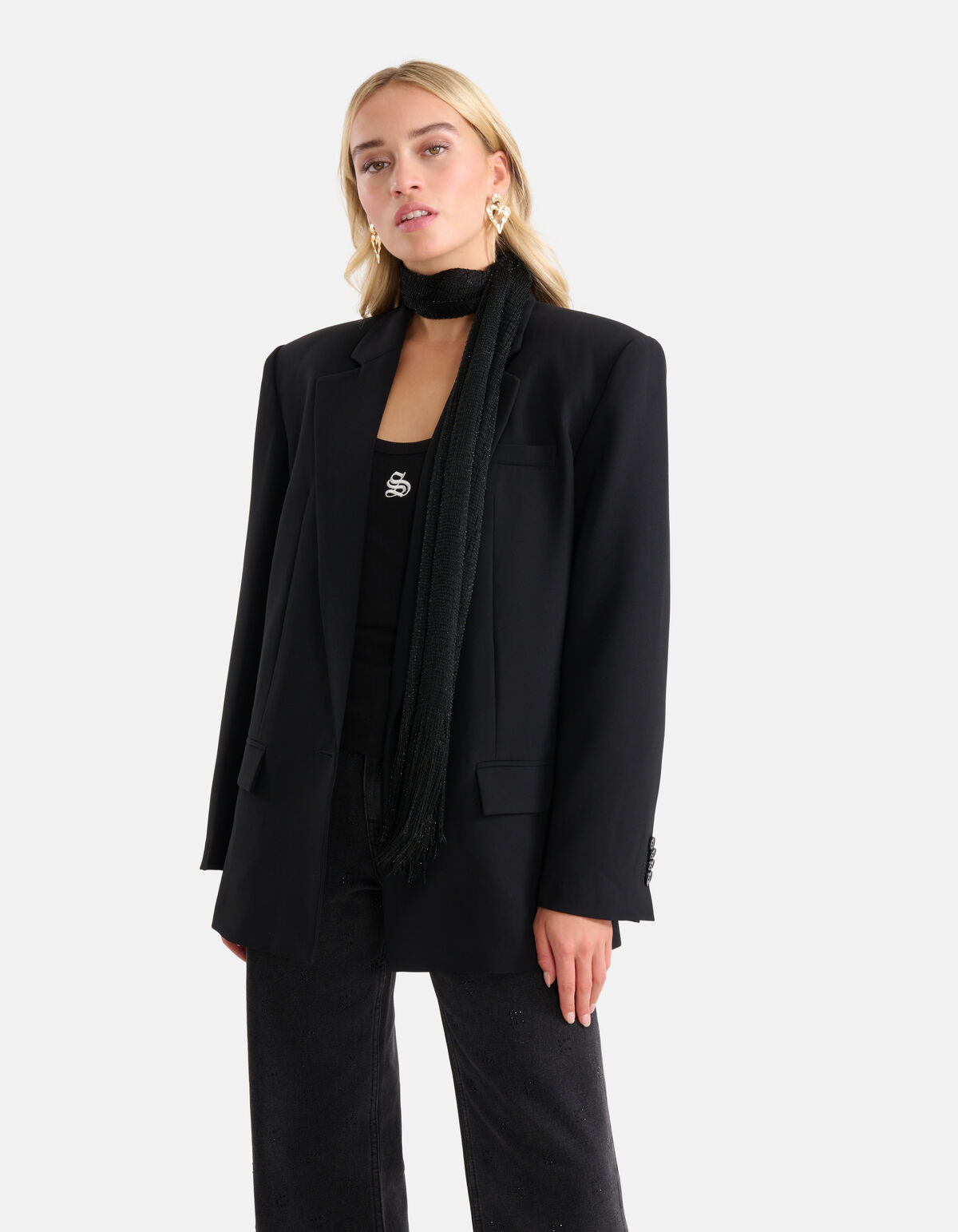 Glitter Sjaal Zwart SHOEBY ACCESSOIRES