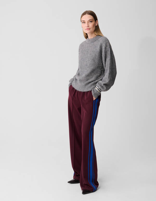 Sporty Wide Leg Broek Donkerrood SHOEBY WOMEN