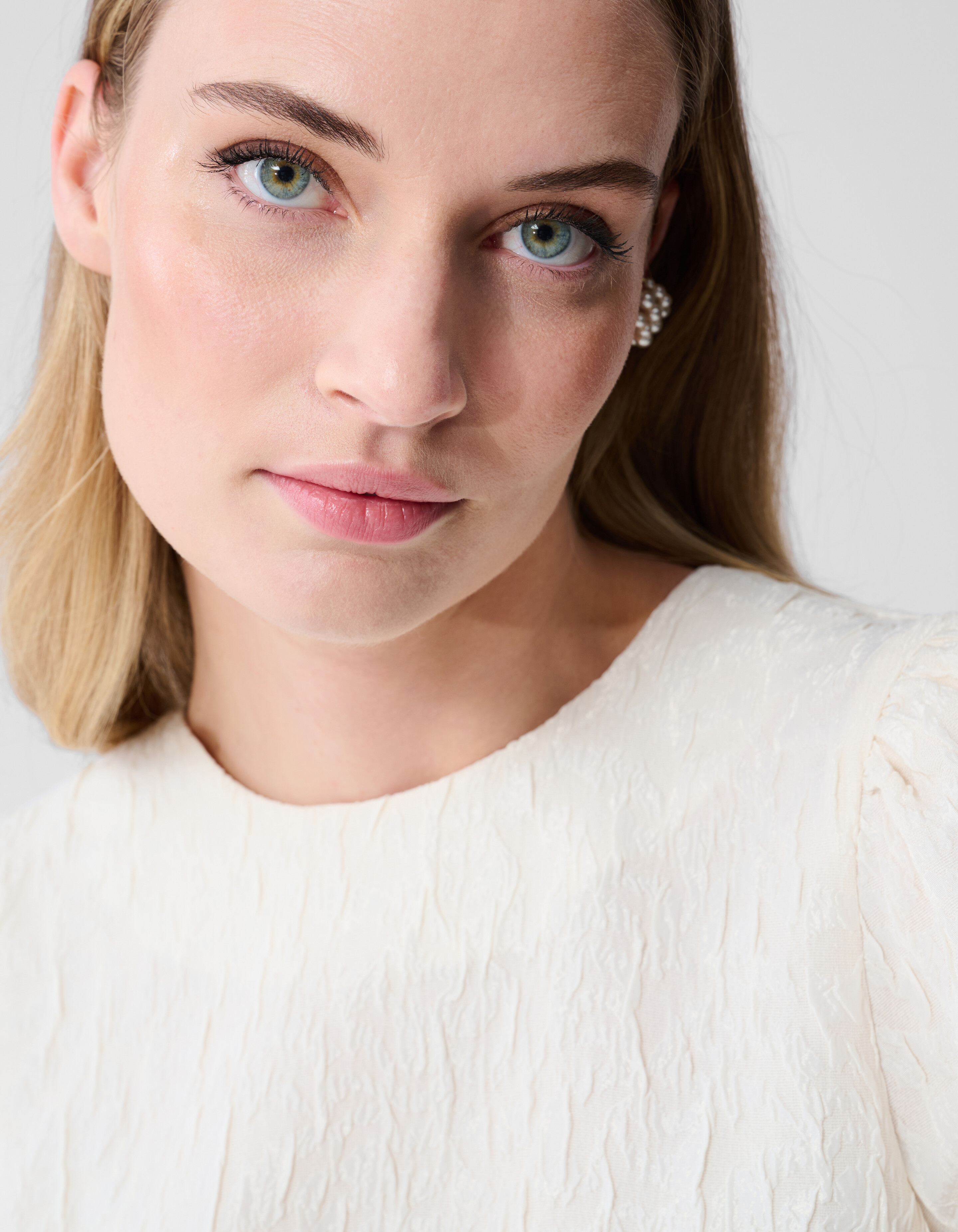 Jacquard Structuur Top Gebroken Wit SHOEBY WOMEN
