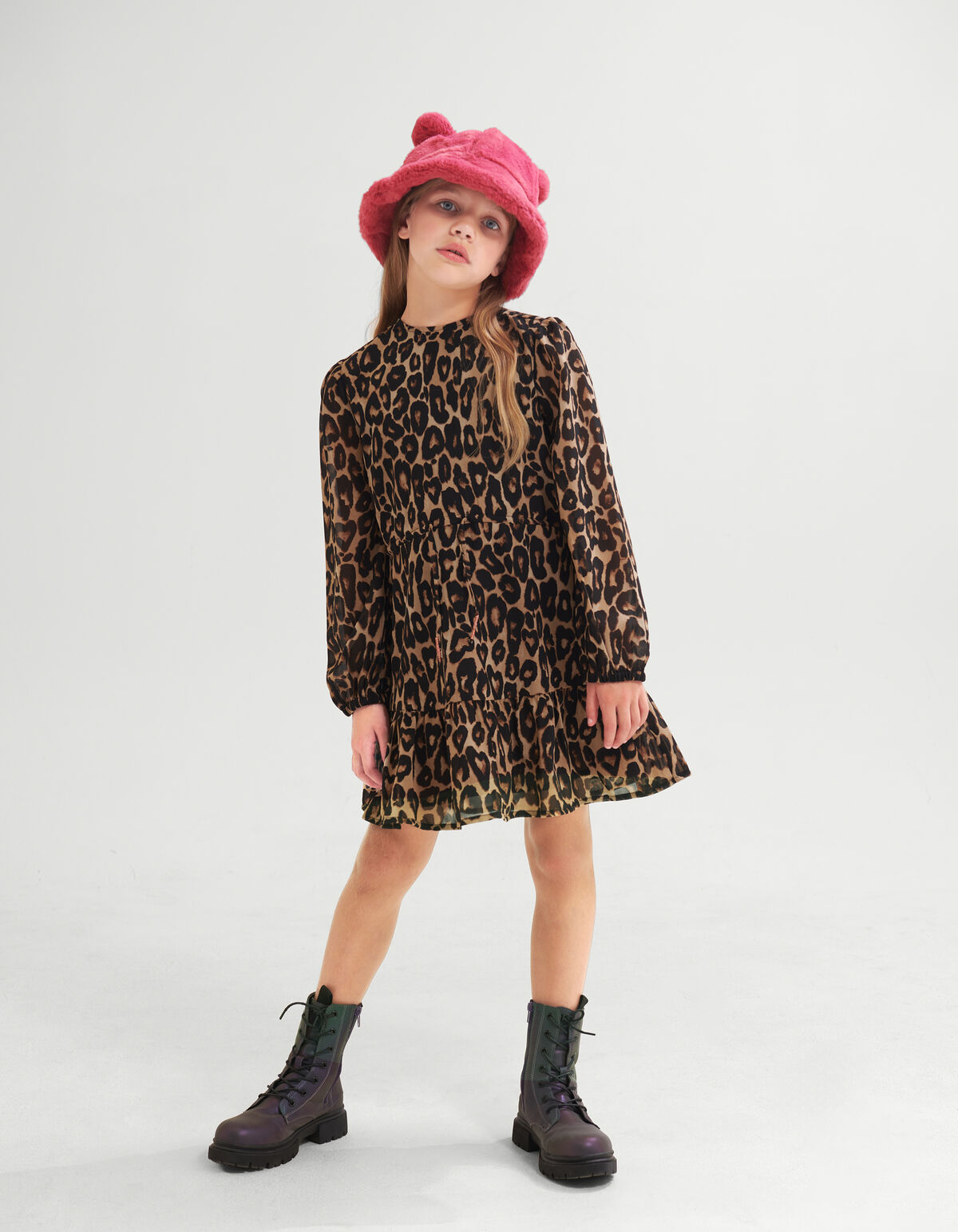 Leopard Print Jurk Bruin SHOEBY GIRLS