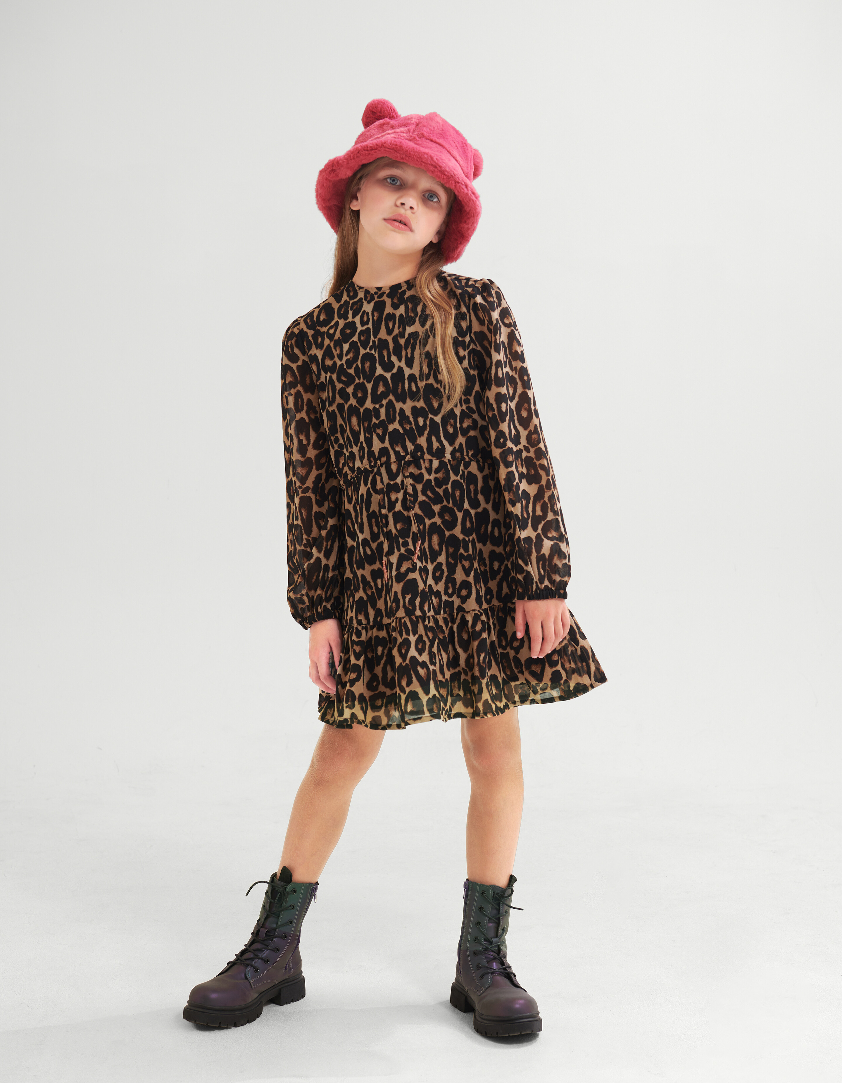 Leopard Print Jurk Bruin SHOEBY GIRLS
