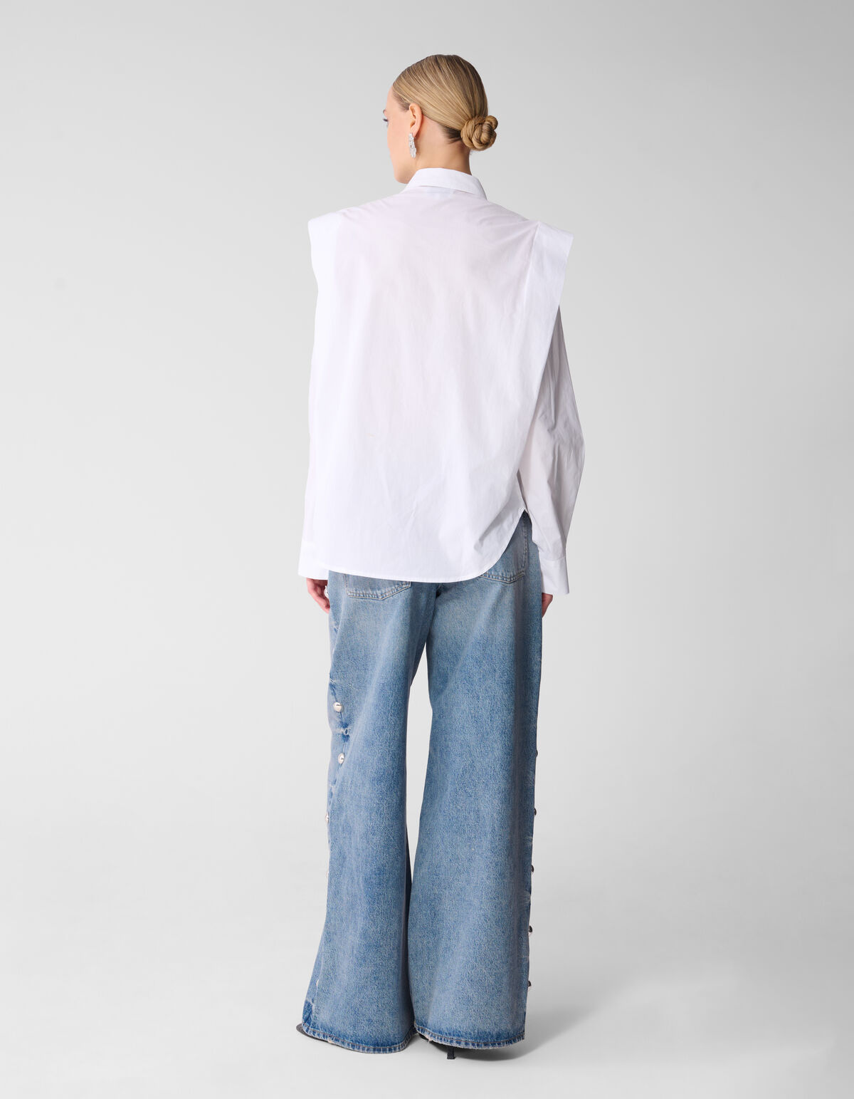 Pleat Poplin Blouse Wit SHOEBY WOMEN