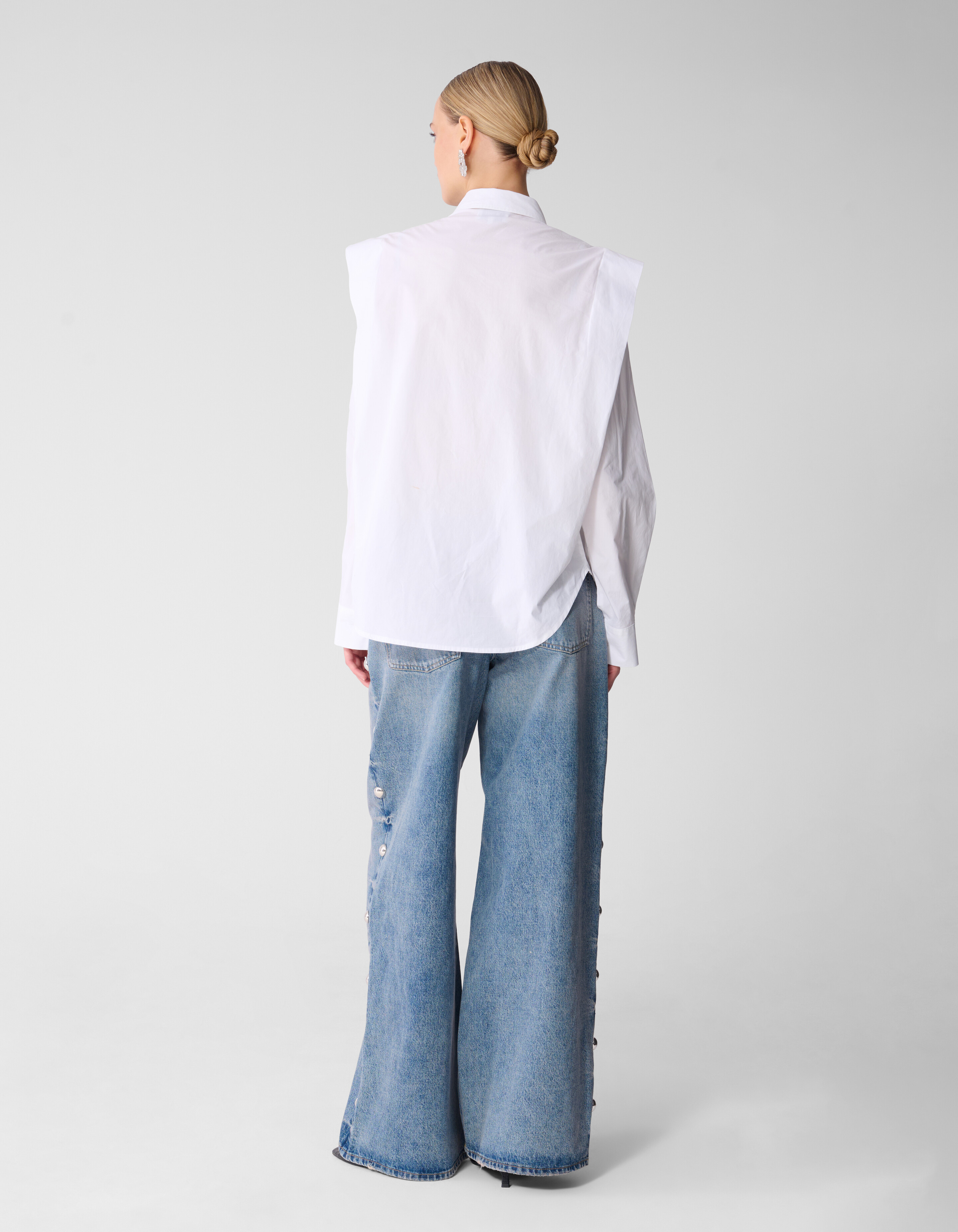 Pleat Poplin Blouse Wit SHOEBY WOMEN