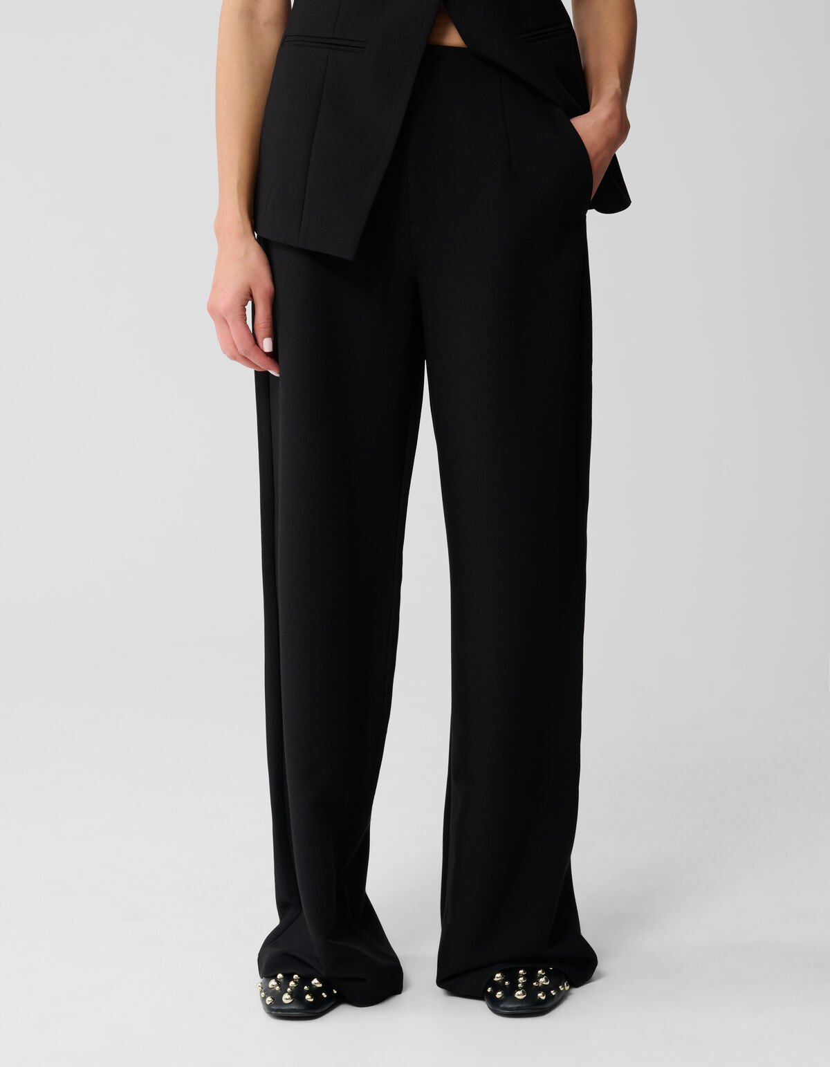 Wide Leg Broek Zwart SHOEBY WOMEN