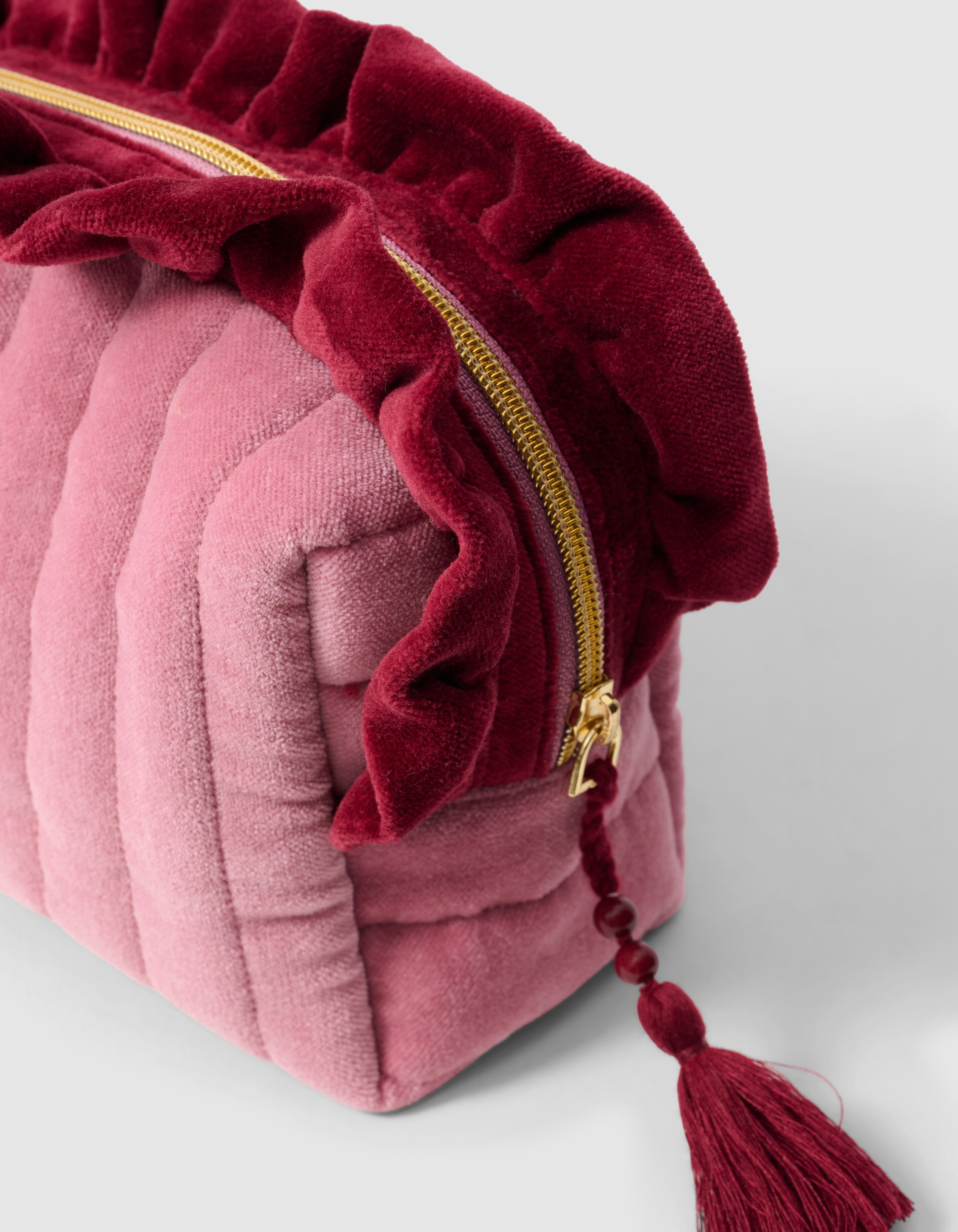 Velvet Make-Up Tas Lichtroze SHOEBY ACCESSOIRES