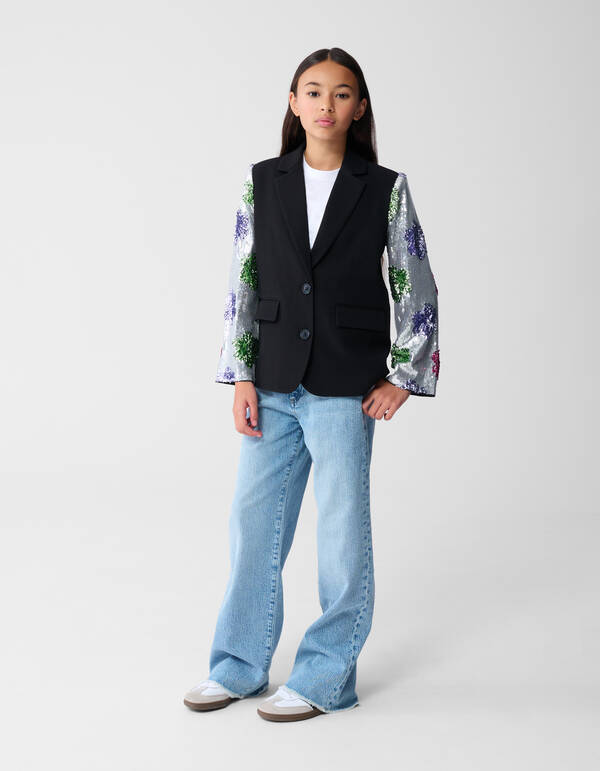 Flower Sequin Blazer Zwart SHOEBY GIRLS