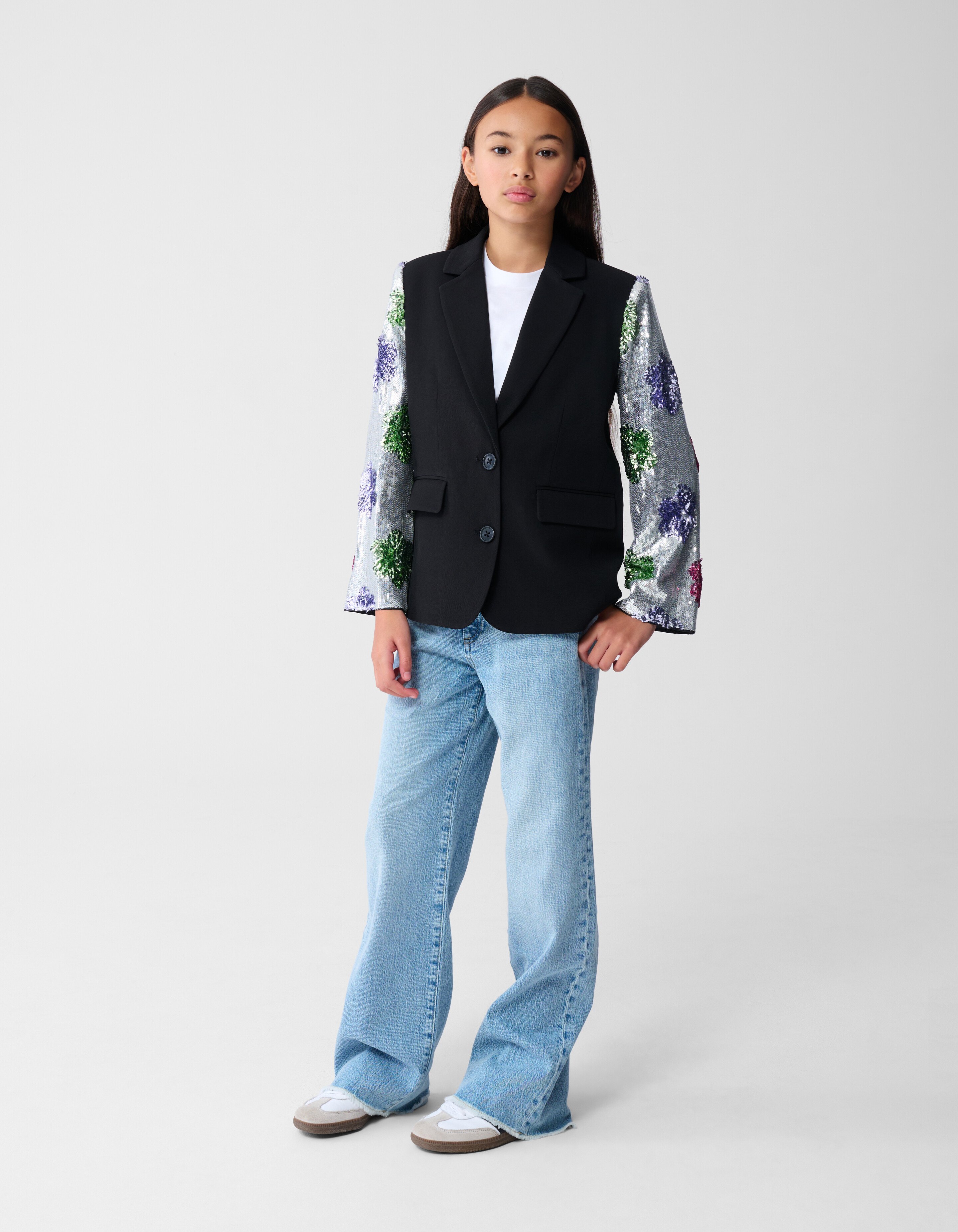 Flower Sequin Blazer Zwart SHOEBY GIRLS