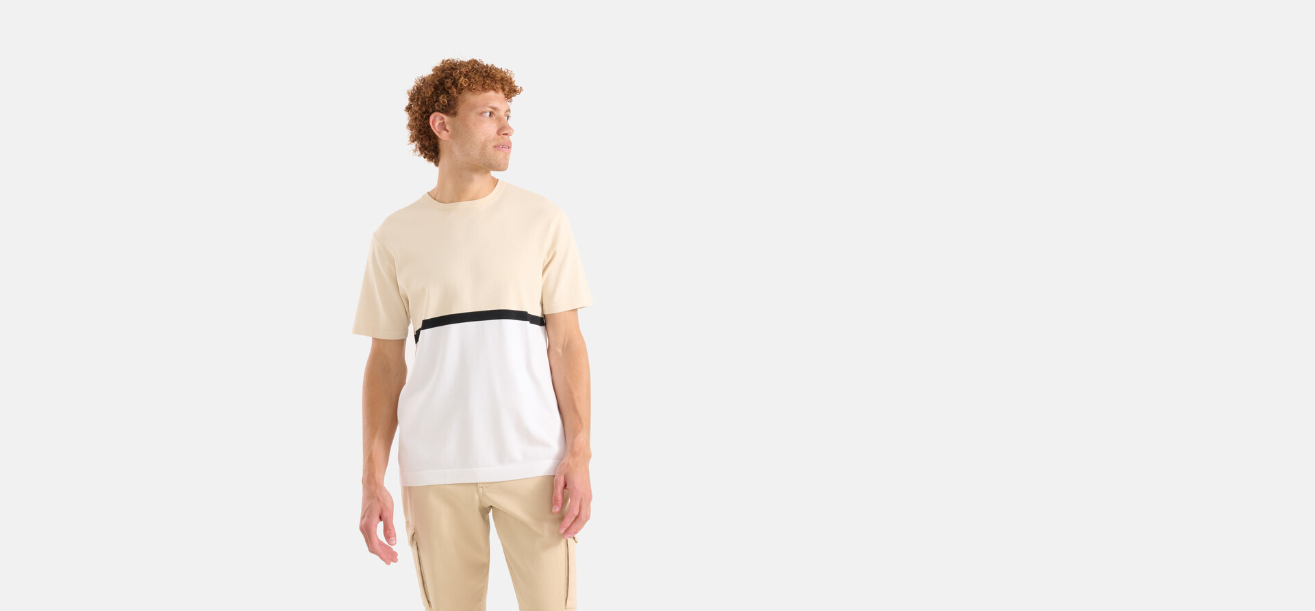 Gebreid Colorblock T-shirt Wit SHOEBY MEN