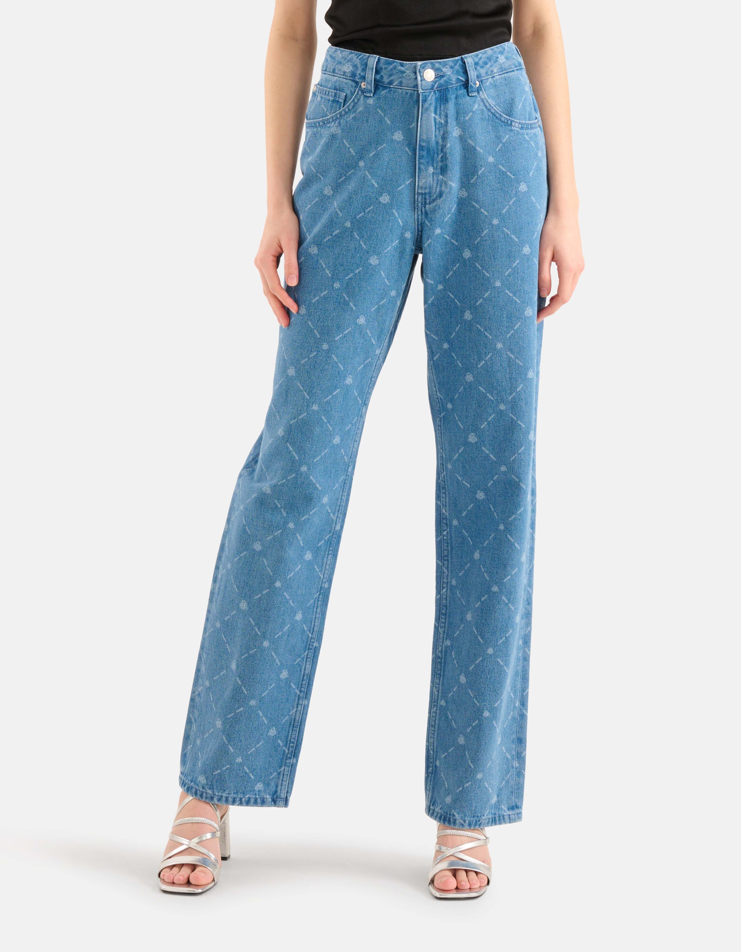 Printed Straight Jeans Blauw SHOEBY WOMEN