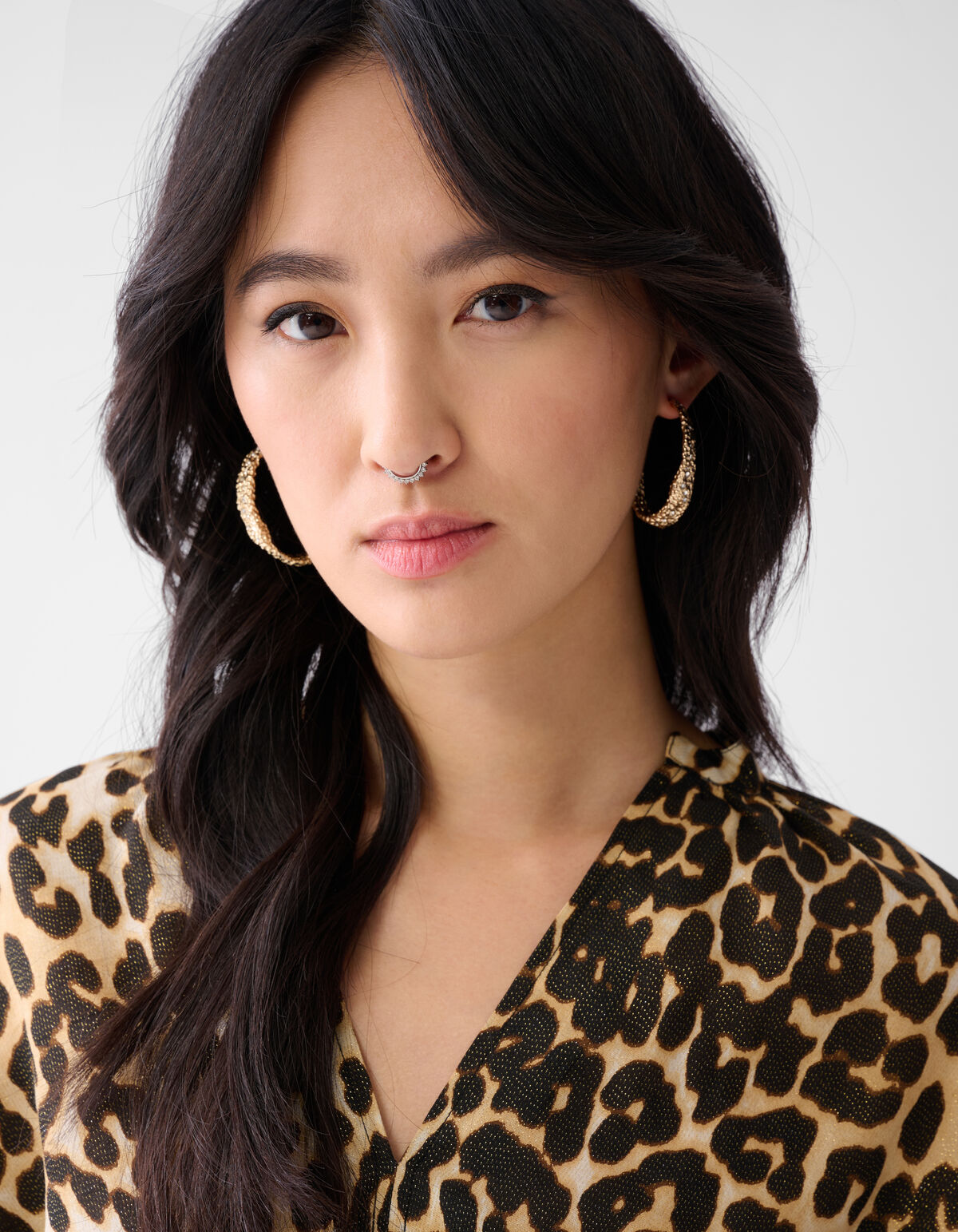 Oversized Leopard Shine Blouse Bruin SHOEBY WOMEN