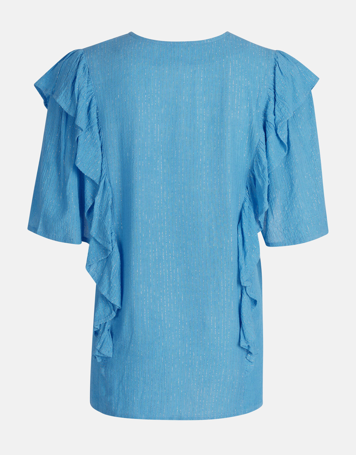 Ruffle Lurex Top Blauw SHOEBY WOMEN