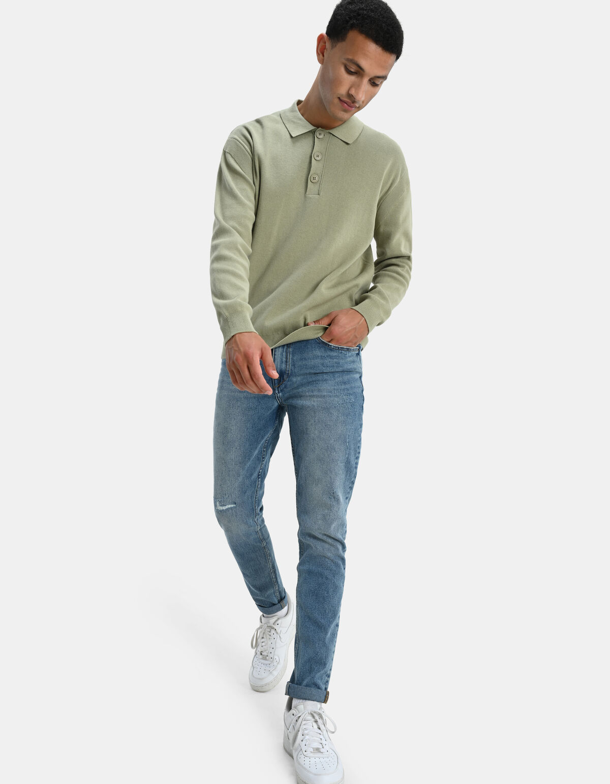 Repaired Tapered Jeans Mediumstone L32 SHOEBY MEN