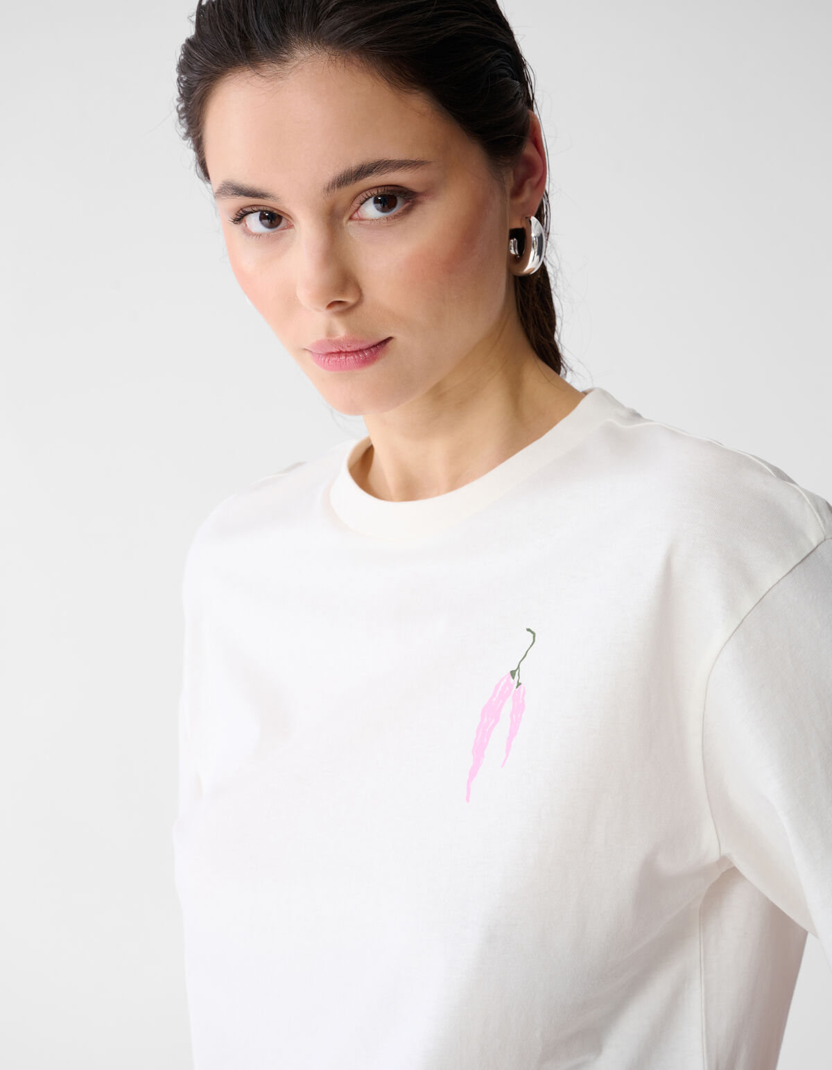 Pepper Artwork T-shirt Gebroken Wit SHOEBY WOMEN