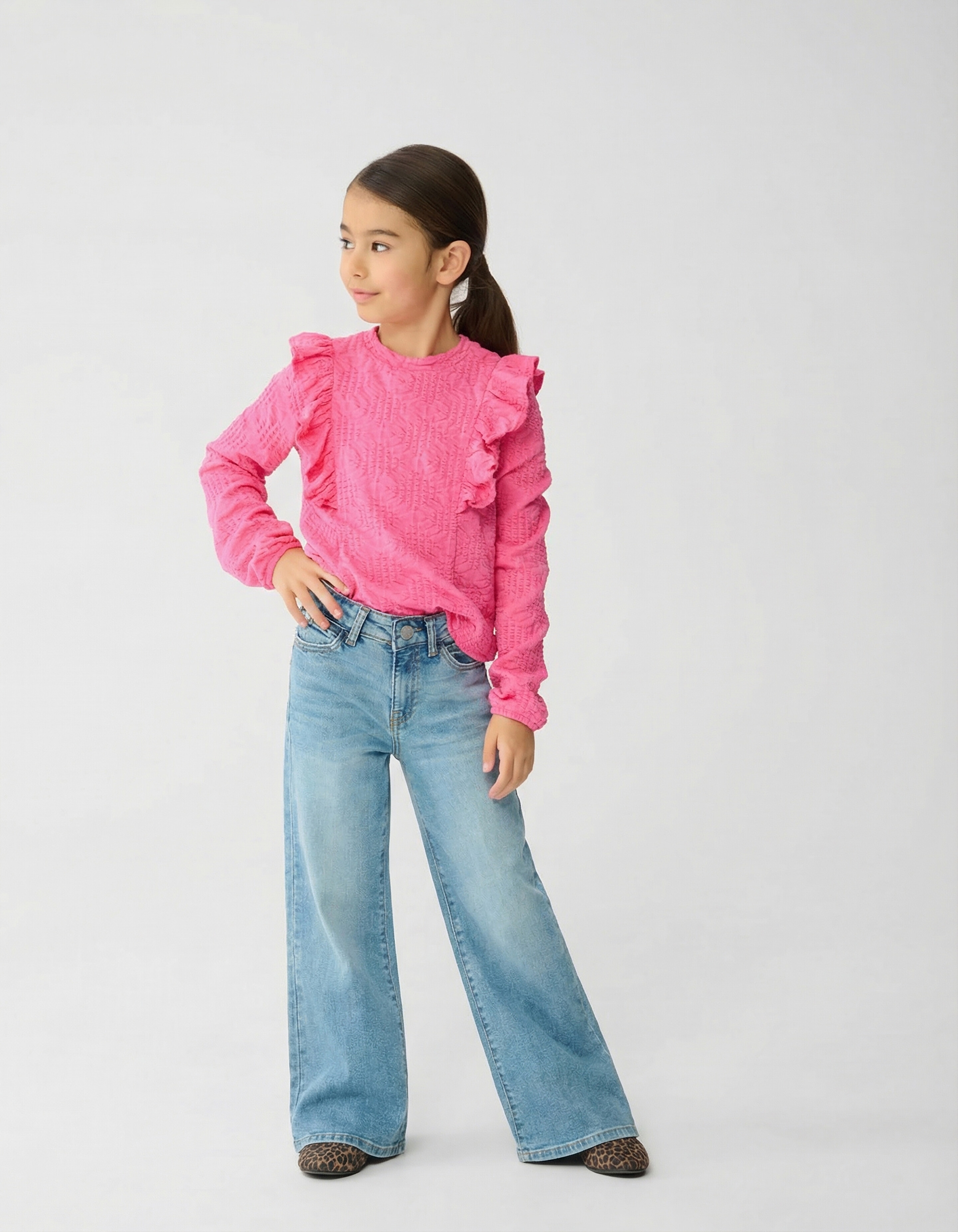 Ruffle Longsleeve Top Lichtroze SHOEBY GIRLS