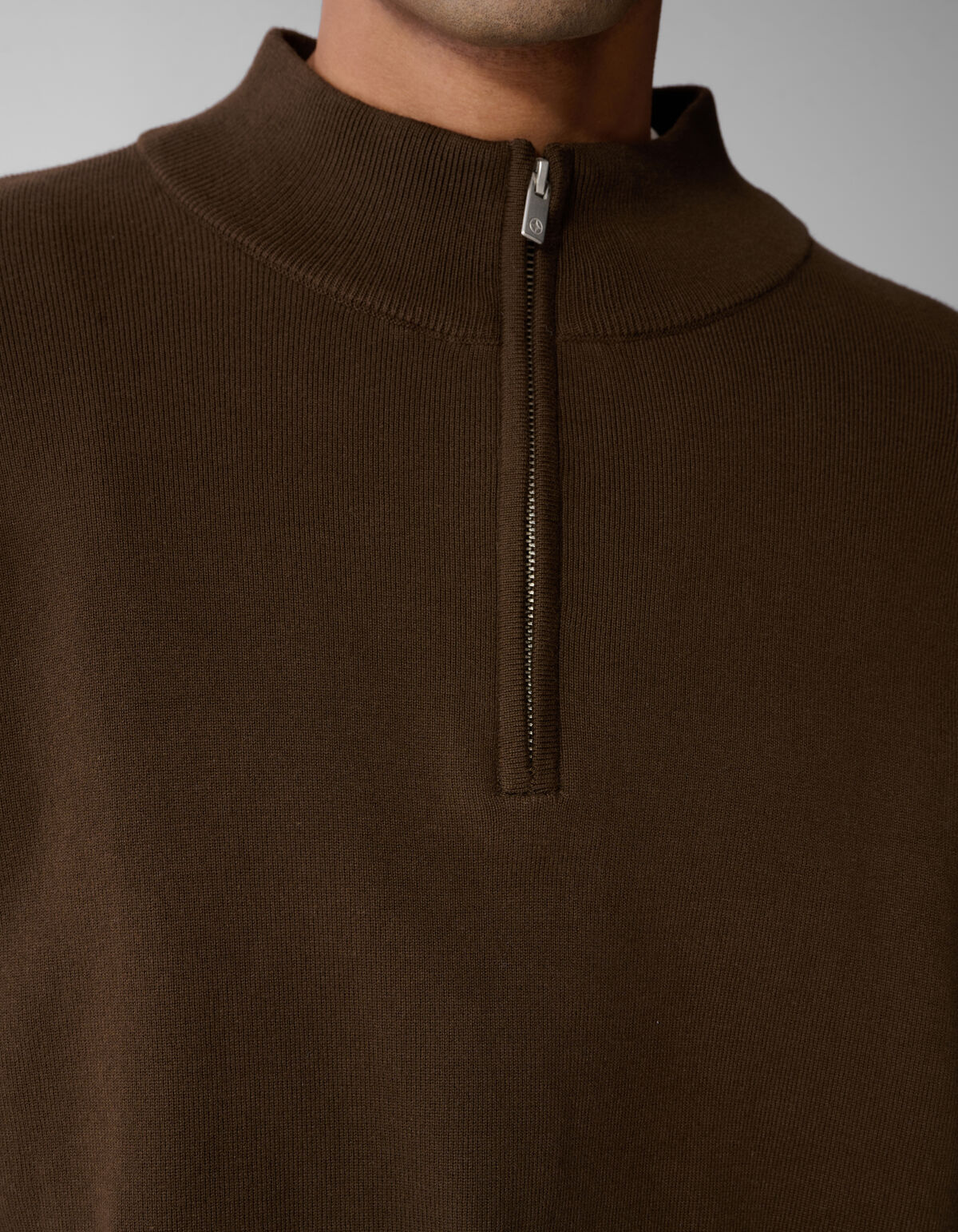 Turtle Half Zip Trui Bruin SHOEBY MEN