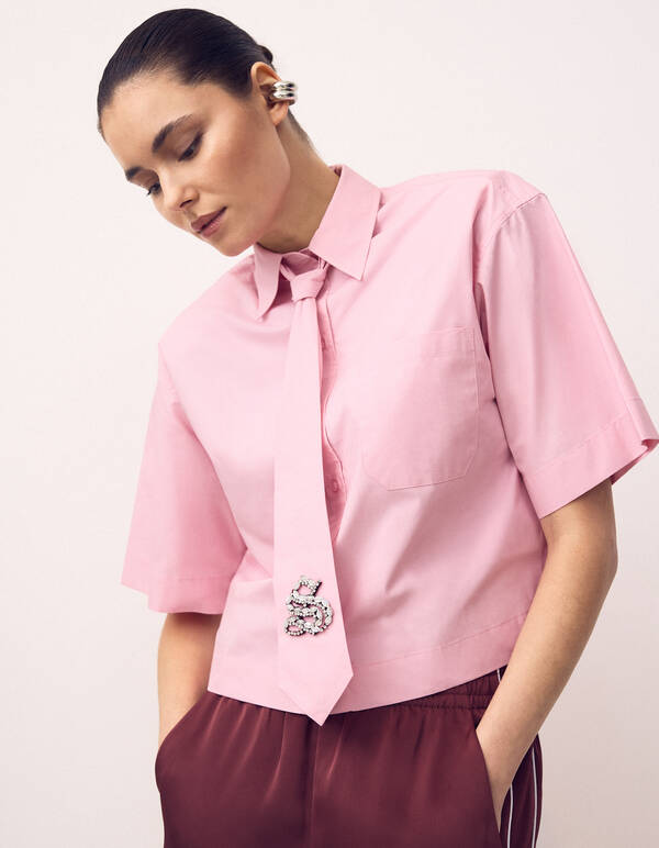 Oversized Stropdas Blouse Roze SHOEBY WOMEN