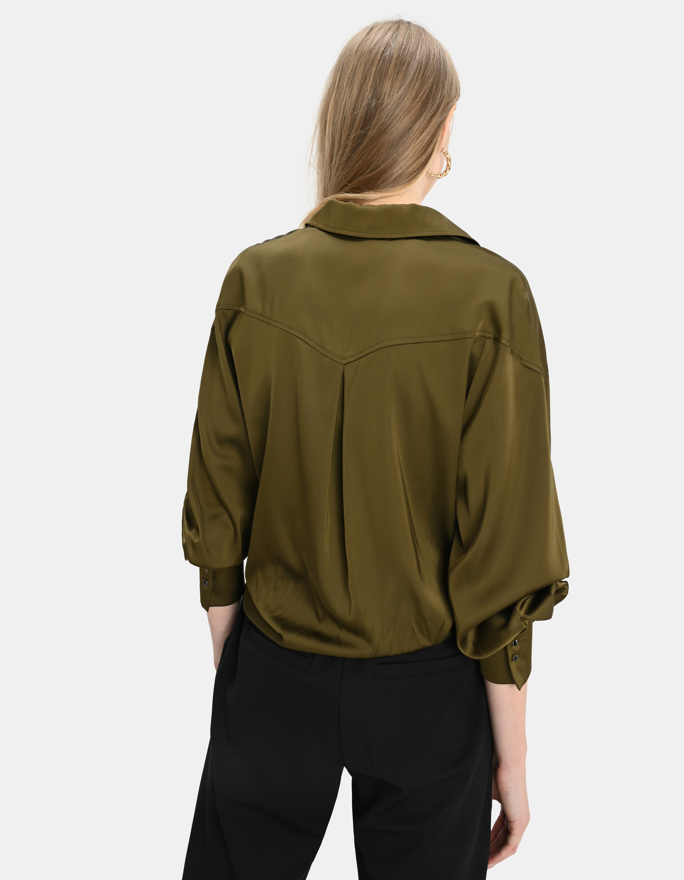 Satijnen Cargo Blouse Donkergroen SHOEBY WOMEN
