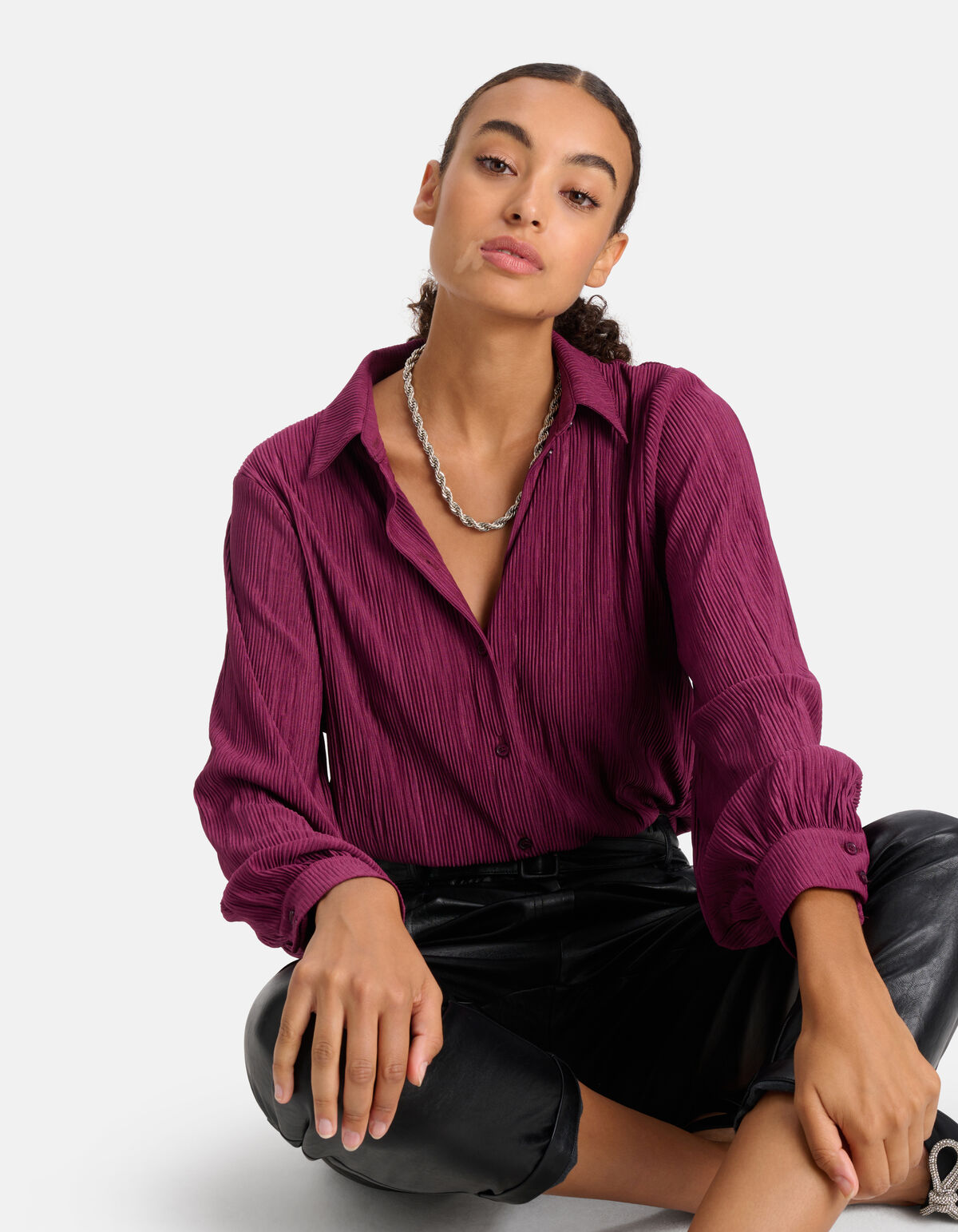 Rib Blouse Paars SHOEBY WOMEN