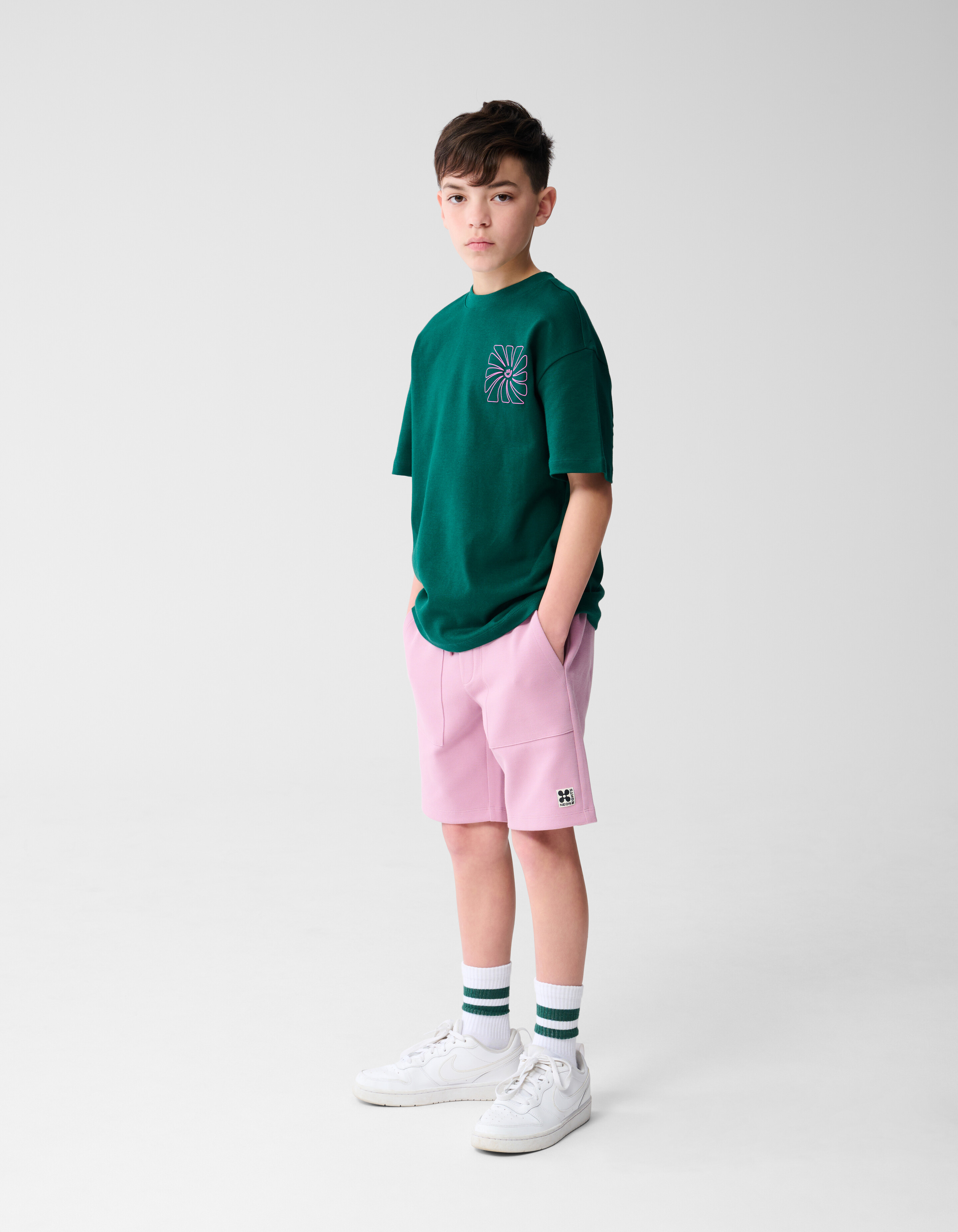 Happy Artwork T-shirt Donkergroen SHOEBY BOYS