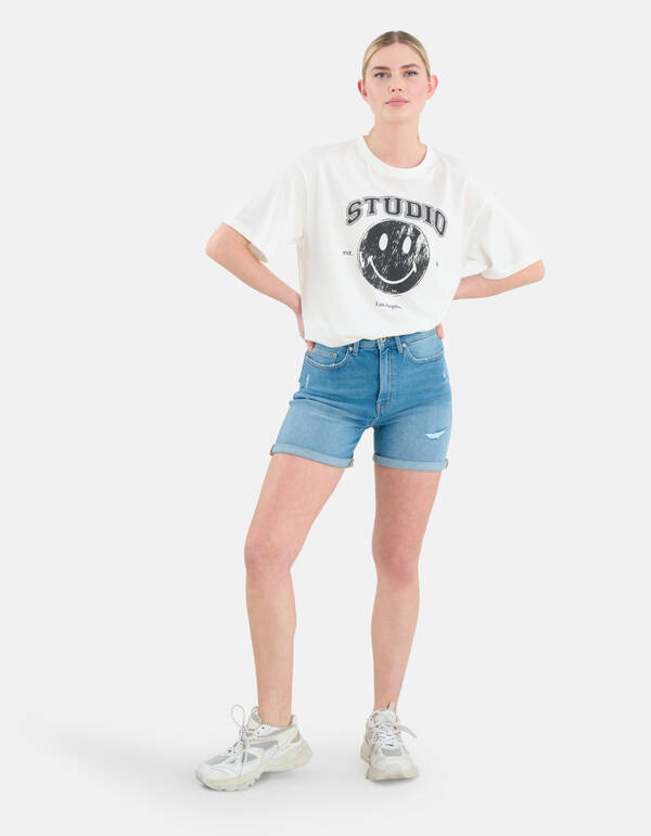 Tapered Denim Short Mediumstone SHOEBY WOMEN