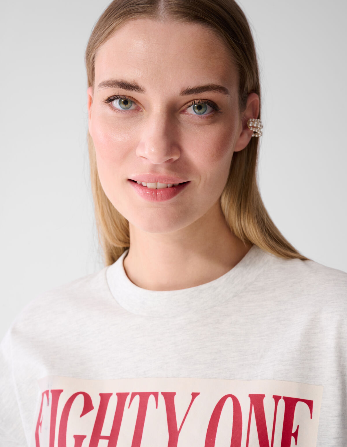 Oversized Magazine Artwork T-shirt Lichtgrijs SHOEBY WOMEN