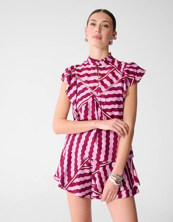 Wavy Printed Top Roze/Paars SHOEBY WOMEN