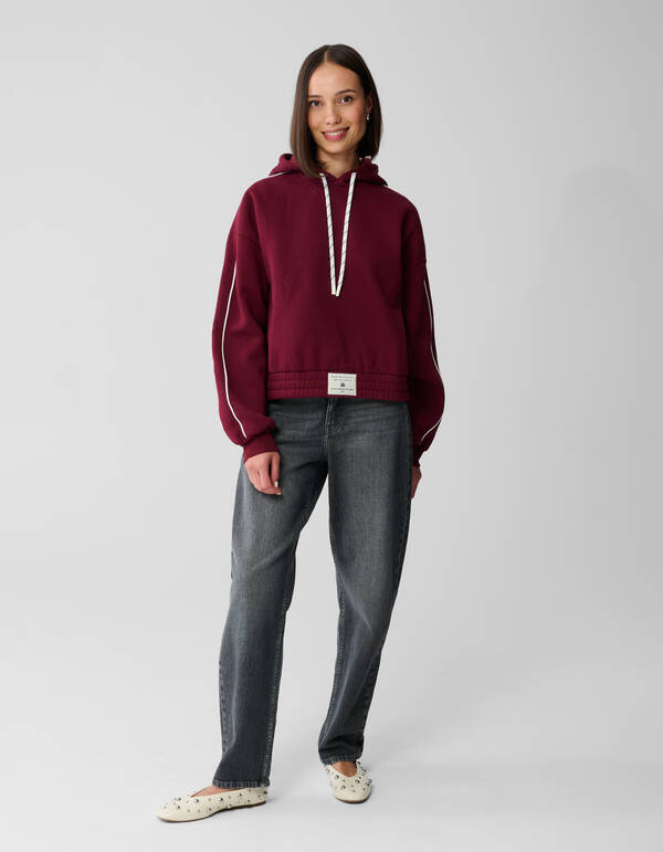 Cropped Sweat Hoodie Donkerrood SHOEBY WOMEN