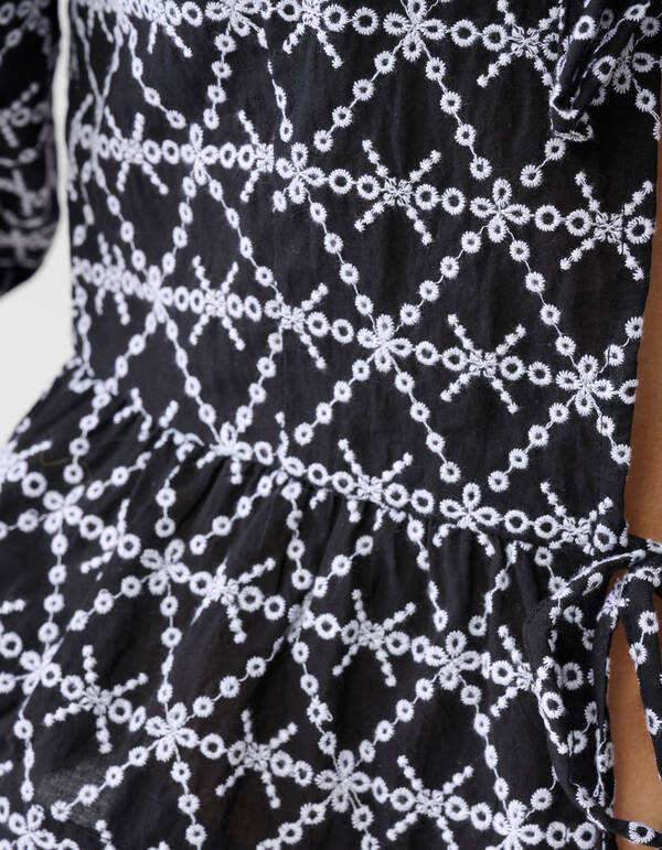 Printed Strik Blouse Zwart/Wit SHOEBY WOMEN