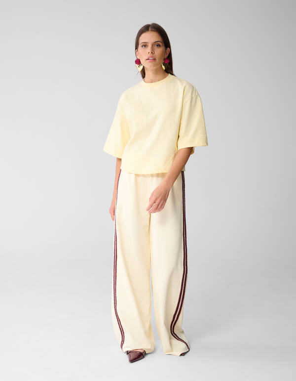 Tape Wide Leg Broek Lichtgeel SHOEBY WOMEN