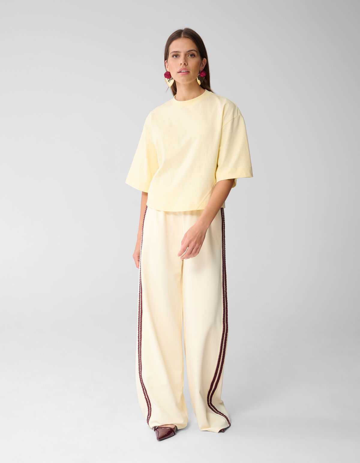 Tape Wide Leg Broek Lichtgeel SHOEBY WOMEN