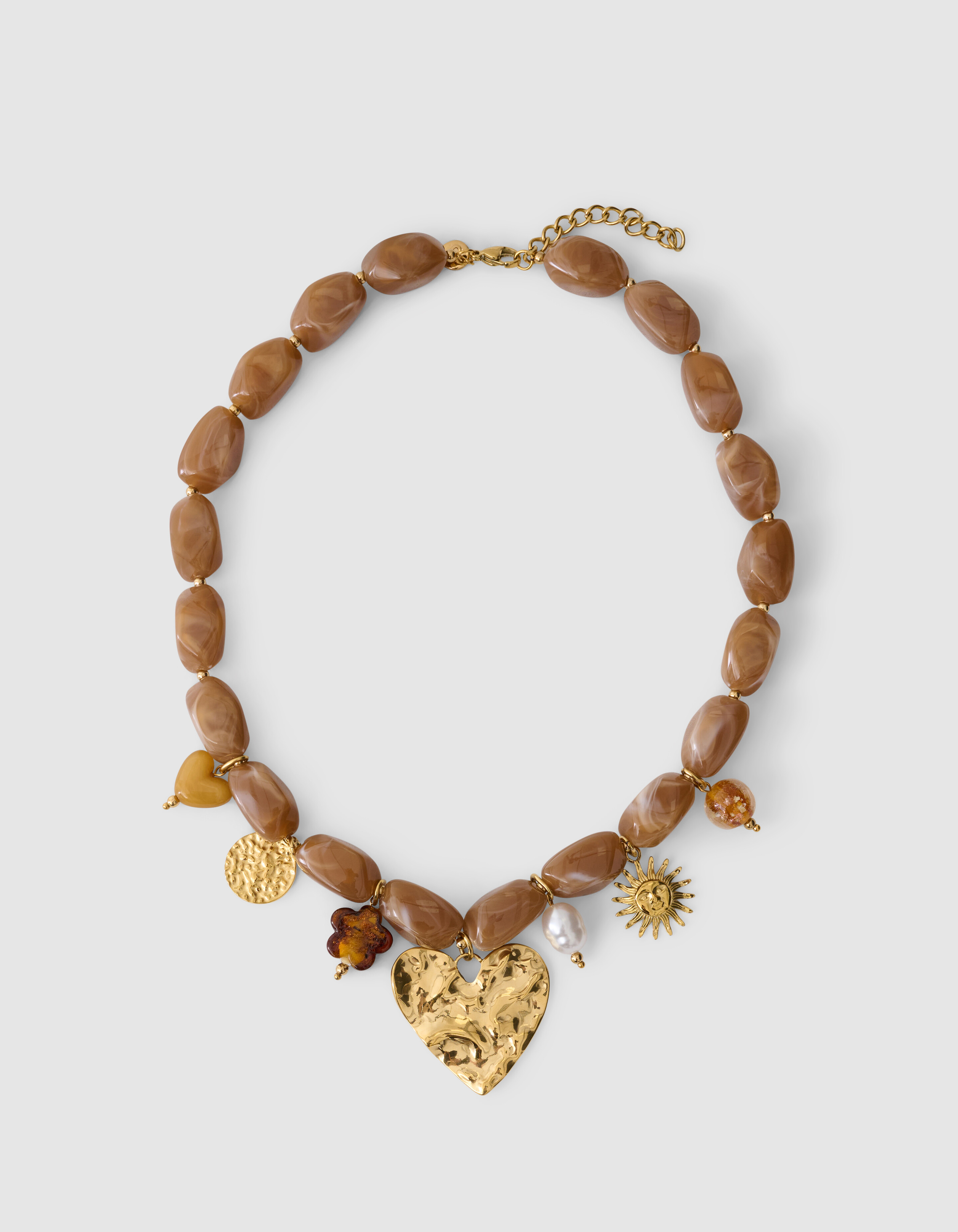 Beaded Charm Ketting Bruin SHOEBY ACCESSOIRES