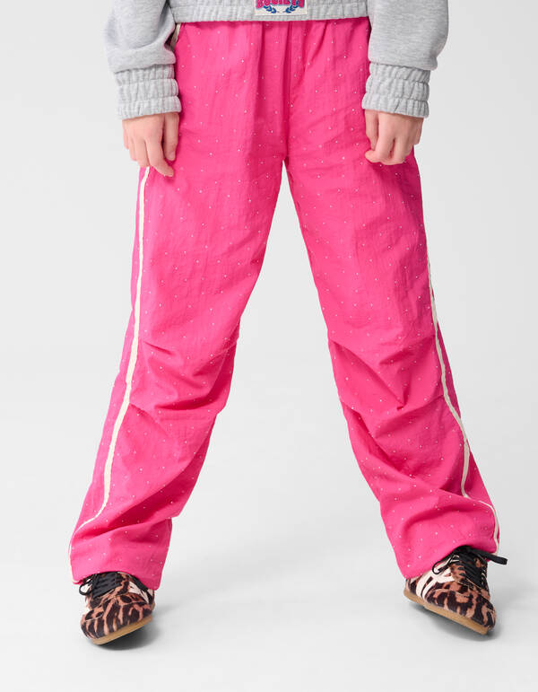 Strass Sporty Wide Leg Fit Broek Roze SHOEBY GIRLS