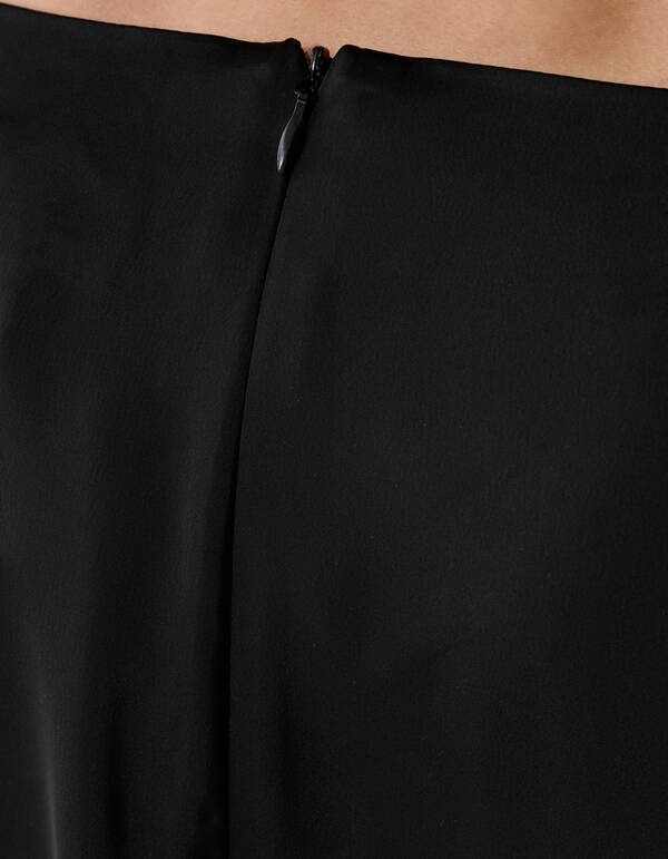 Kanten Satijnen Maxi Rok Zwart SHOEBY WOMEN