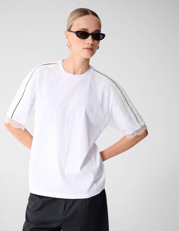 Kanten T-shirt Wit SHOEBY WOMEN