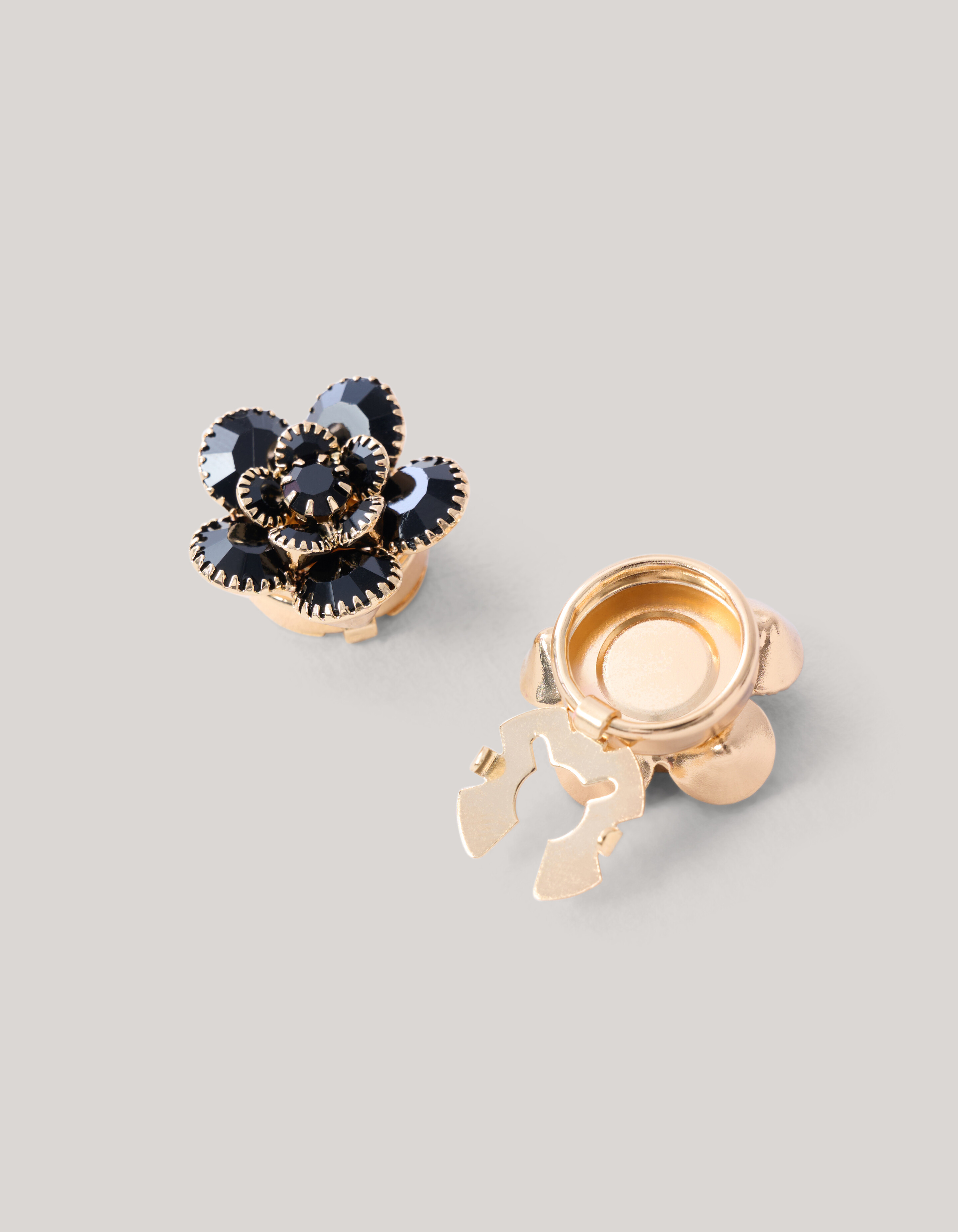 Strass Flower Knopen Clips Zwart SHOEBY ACCESSOIRES