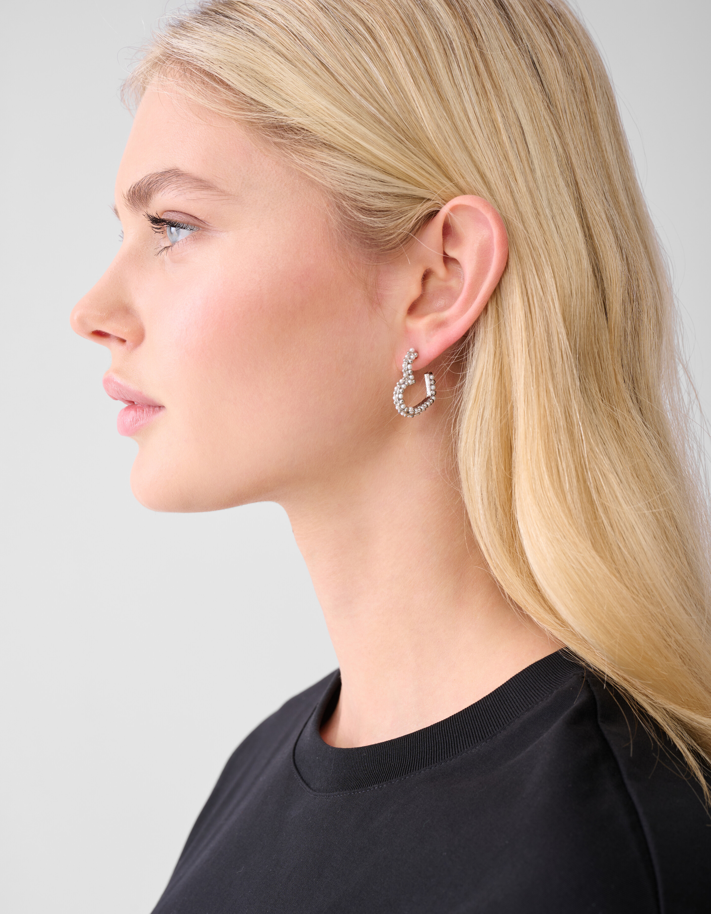 Pearl Heart Hoop Oorbellen Zilver SHOEBY ACCESSOIRES