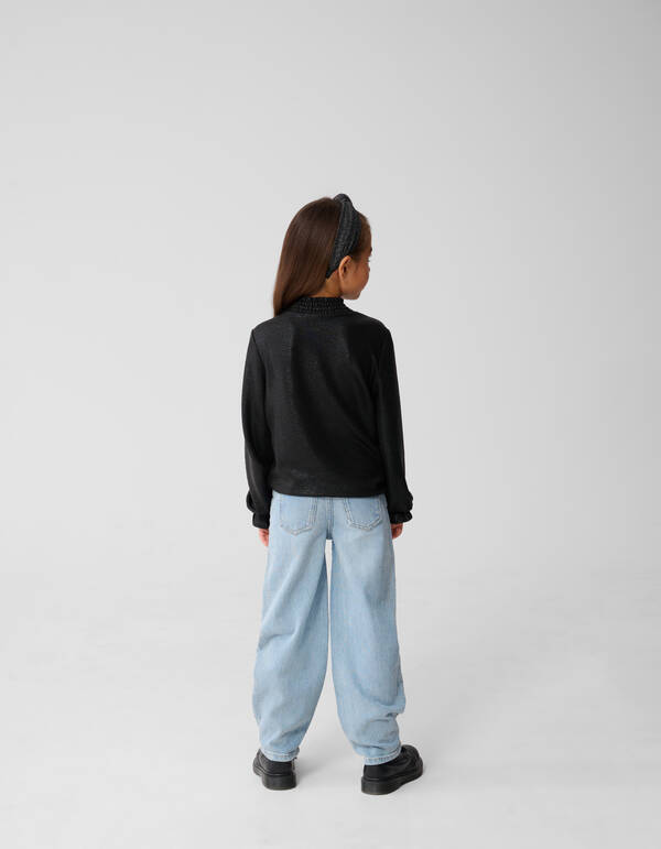 Metallic Longsleeve Top Zwart SHOEBY GIRLS