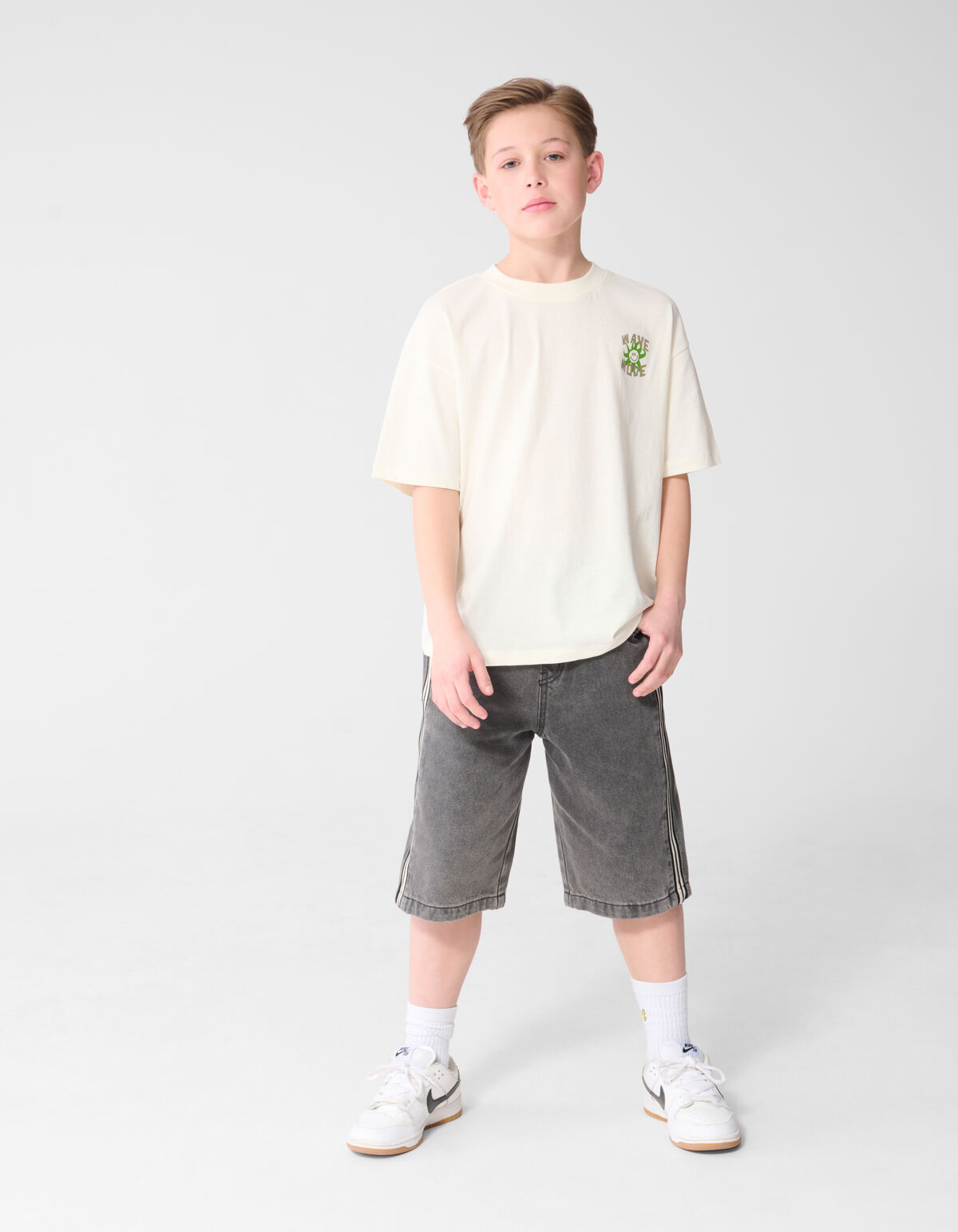 Wave Mode Artwork T-shirt Gebroken Wit SHOEBY BOYS