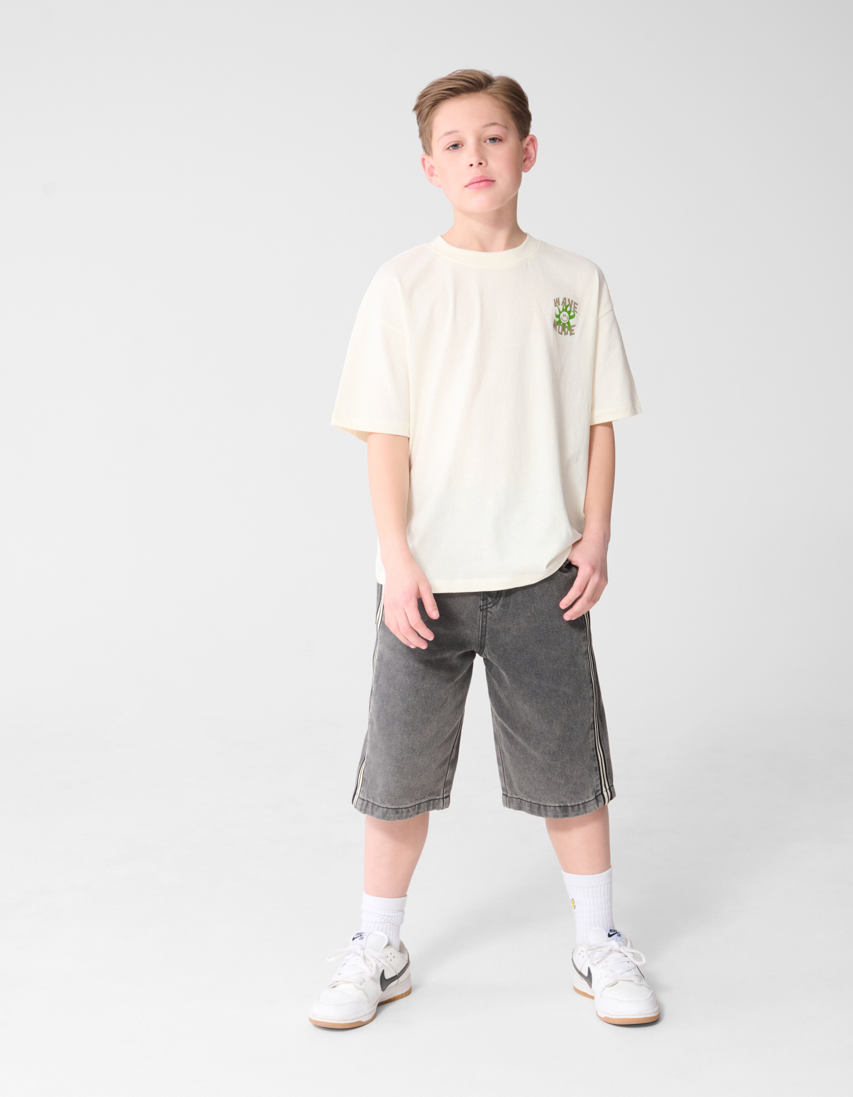 Wave Mode Artwork T-shirt Gebroken Wit SHOEBY BOYS