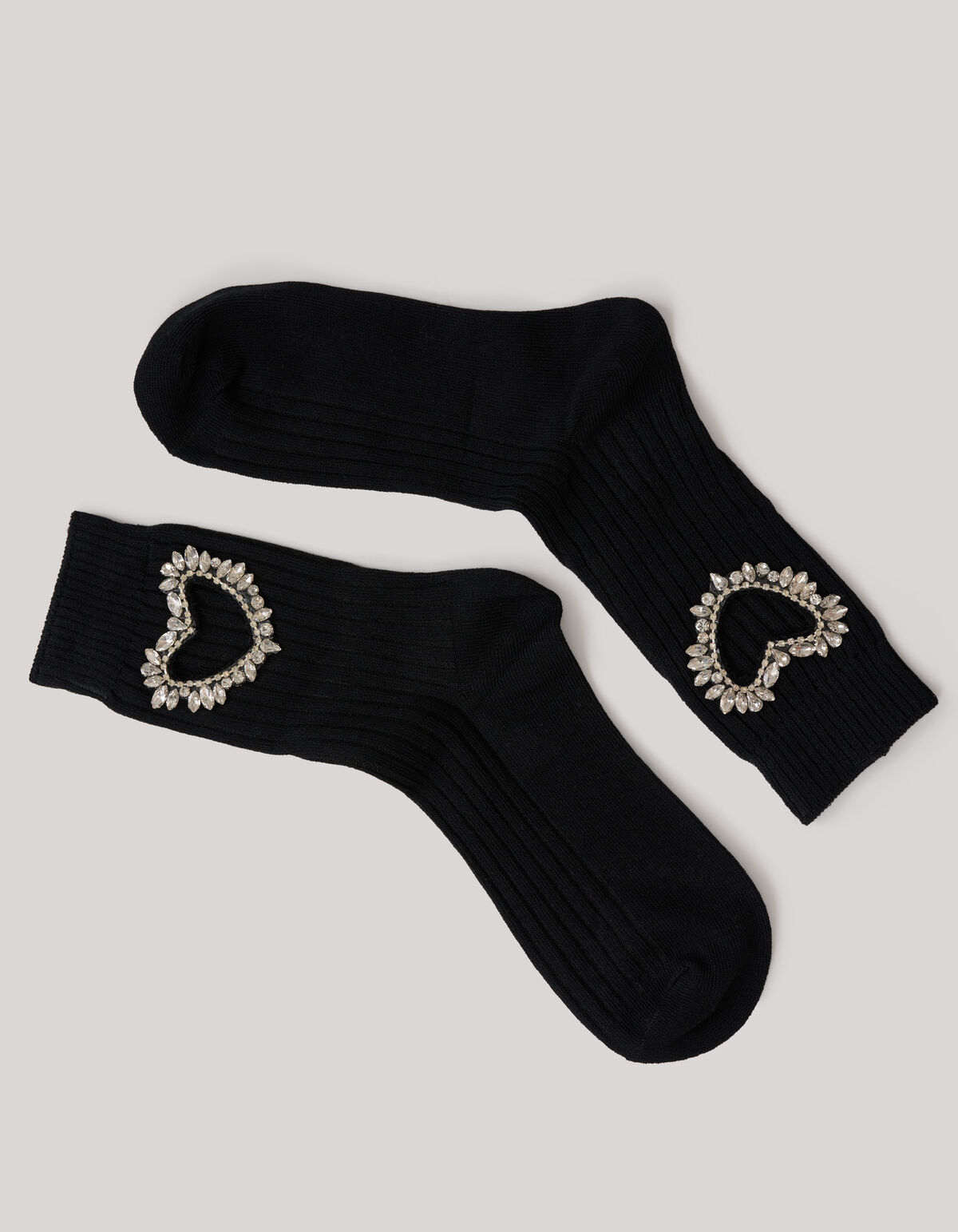 Strass Heart Sokken Zwart SHOEBY ACCESSOIRES