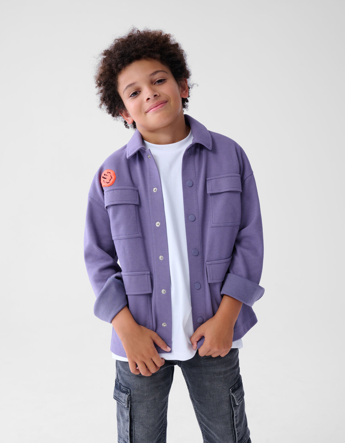 Towelling Patch Overshirt Paars SHOEBY BOYS