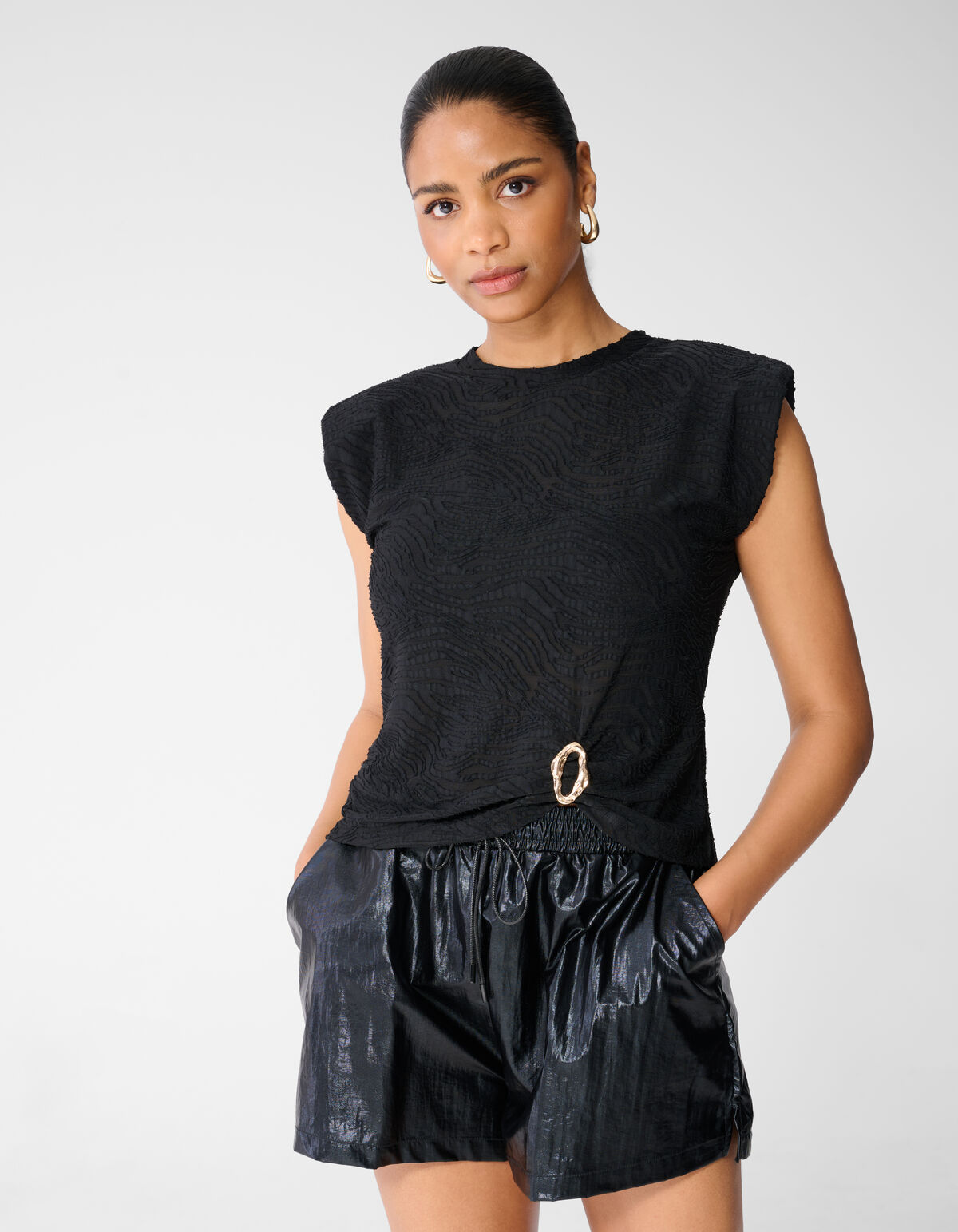 Zebra Organic Top Zwart SHOEBY WOMEN