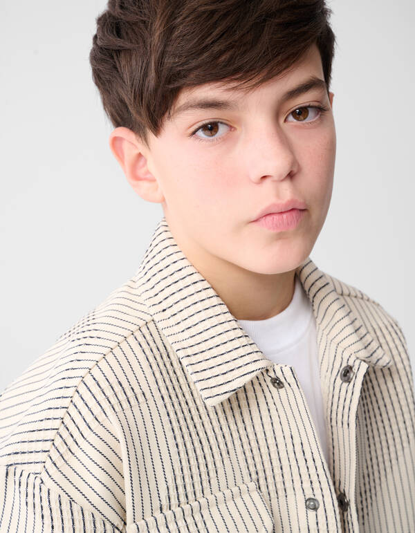 Waffle Stripe Overshirt Gebroken Wit SHOEBY BOYS