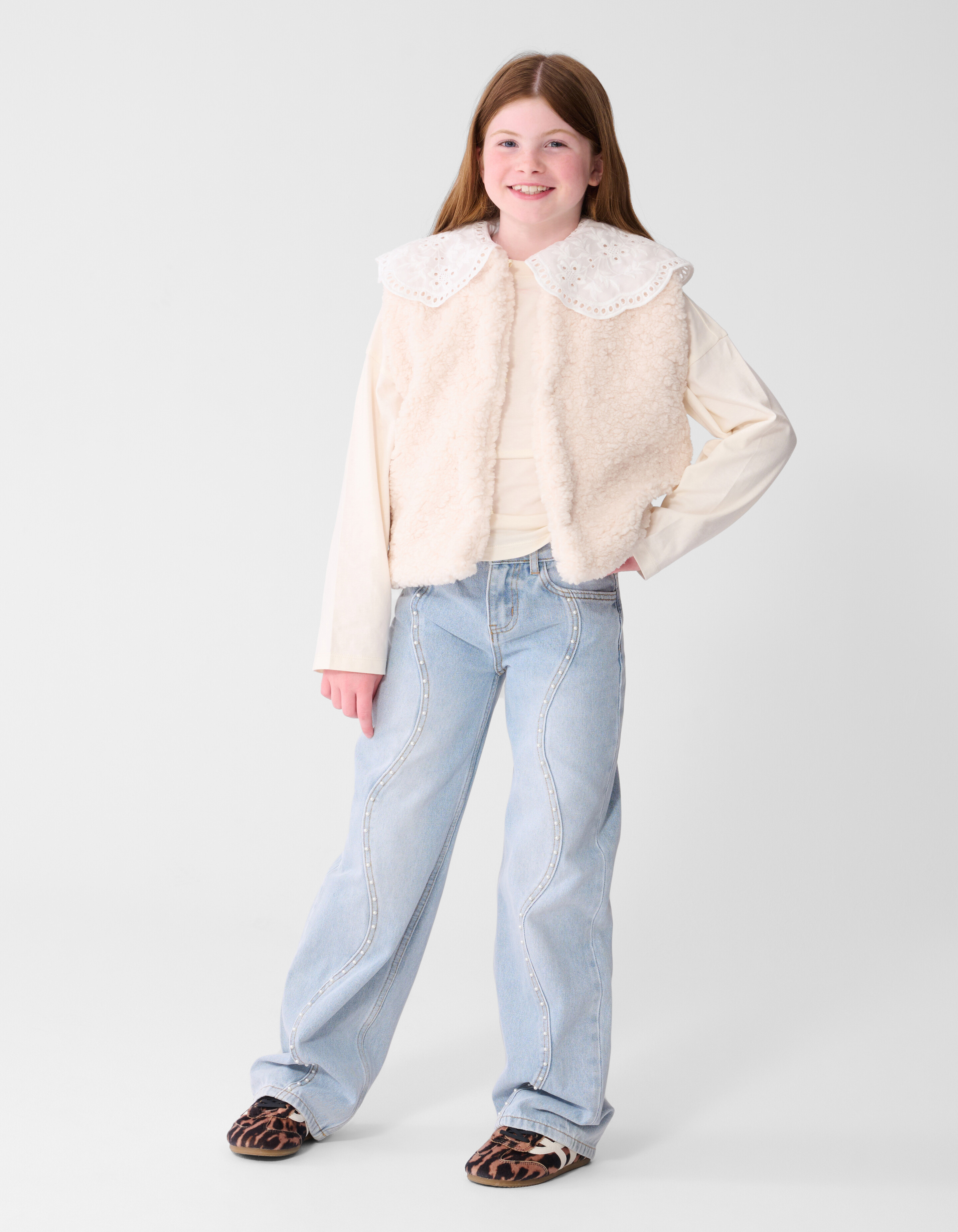 Teddy Mix Gilet Gebroken Wit SHOEBY GIRLS