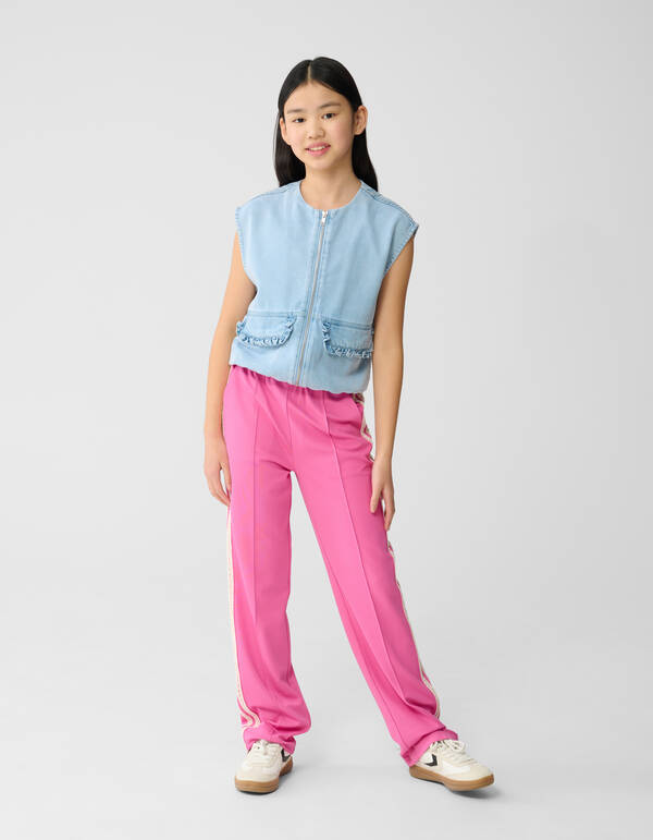 Sporty Wide Leg Broek Roze SHOEBY GIRLS