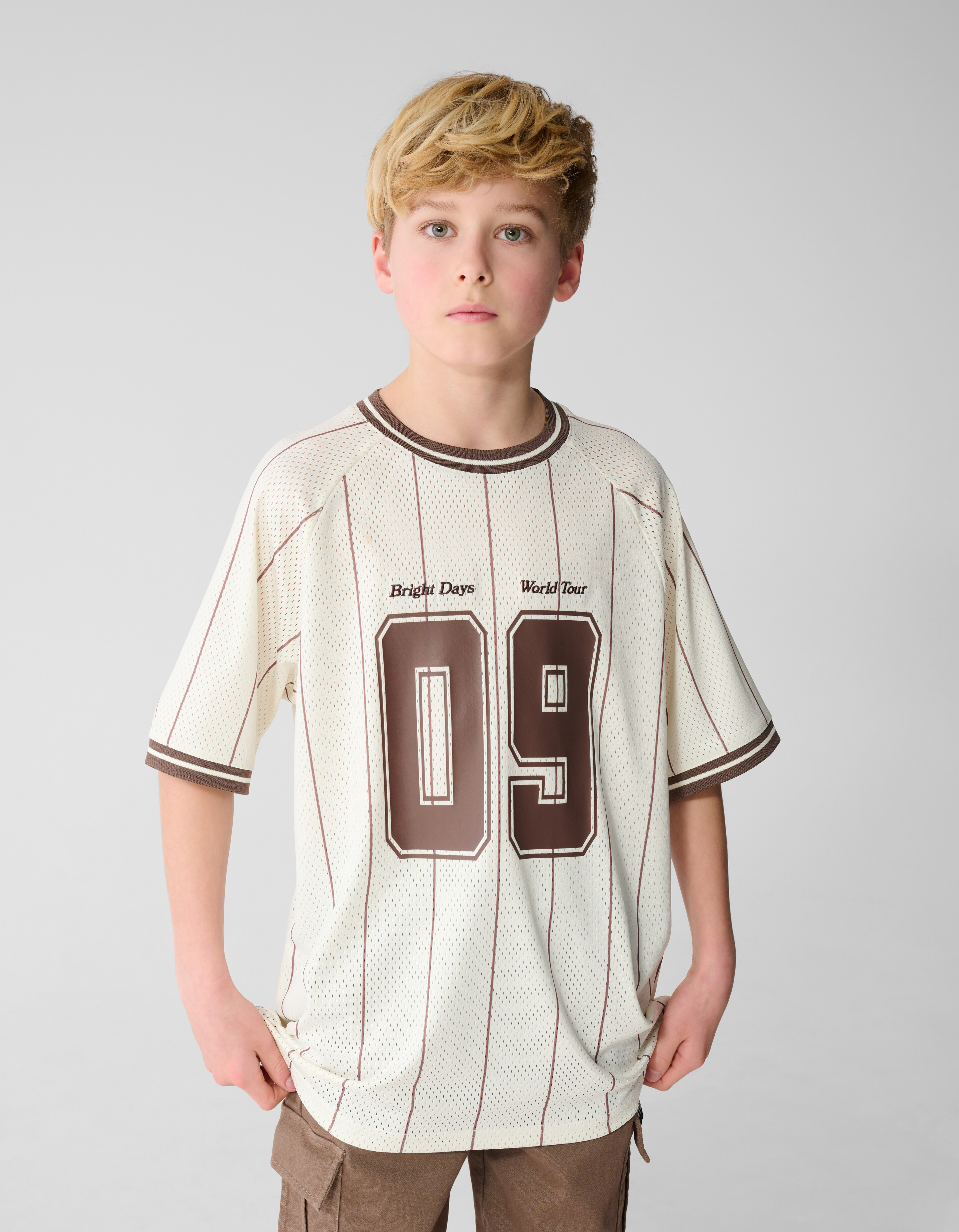 Oversized Sporty T-shirt Gebroken Wit SHOEBY BOYS