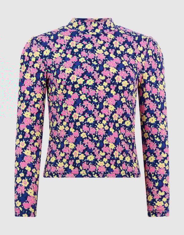 Flower Longsleeve Top Donkerblauw/Roze SHOEBY GIRLS