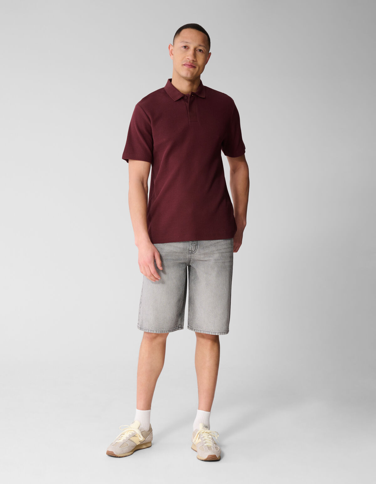 Waffle Polo Donkerrood SHOEBY MEN